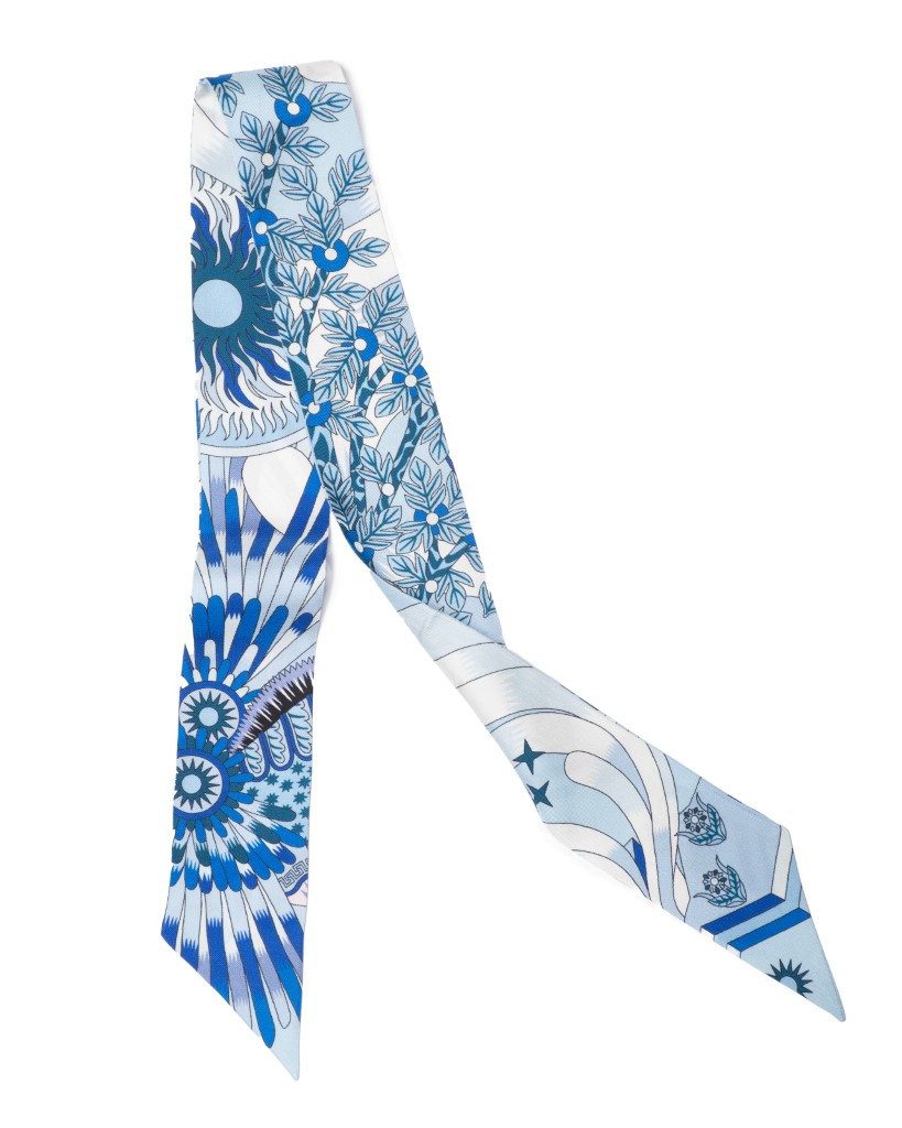 MayTree Seidentuch Seidenbandeau schmal beidseitig, Pegasus 5 x 88 cm blau, (Stück), Seidentuch, 100% Twillseide