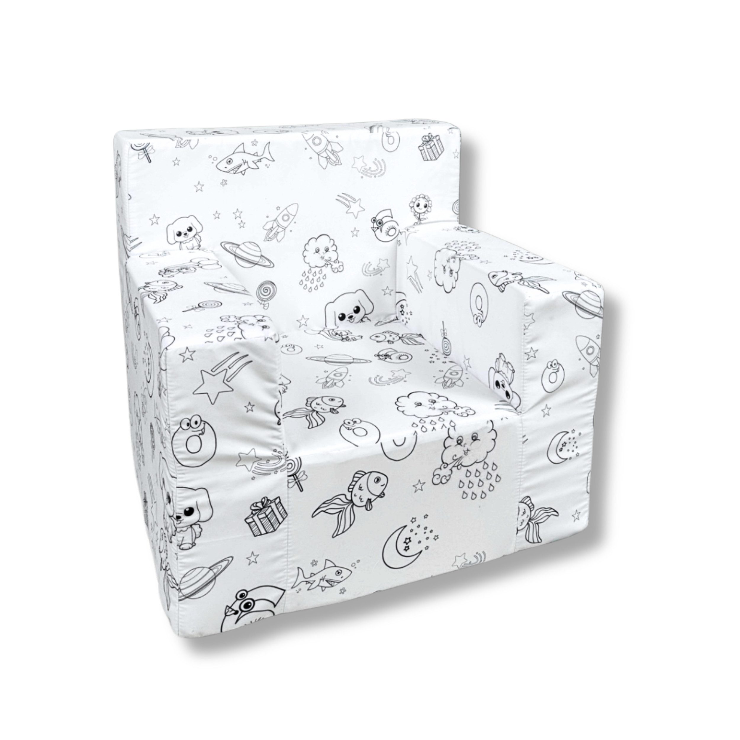 FORTISLINE Kindersessel Kindersessel Malspaß Kreative Möbel Ausmalen mit Stiften Kinderzimmer, Perfekt als Geschenk