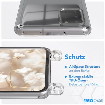 EAZY CASE Handykette Boho Umhängeband für Samsung Galaxy S20 Plus / 5G 6,7 Zoll, Kameragurt zum Umhängen Handy Case Transparent Silicon Bumper Bag Blau