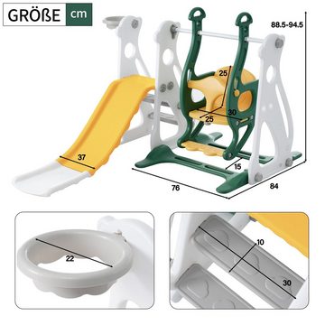 Ulife Rutsche 4 in 1 Kinderrutsche, reppenhäuser, Schaukel, Basketballrahmen, Schaukel Rutsche für Indoor und Outdoor,Spielplatz