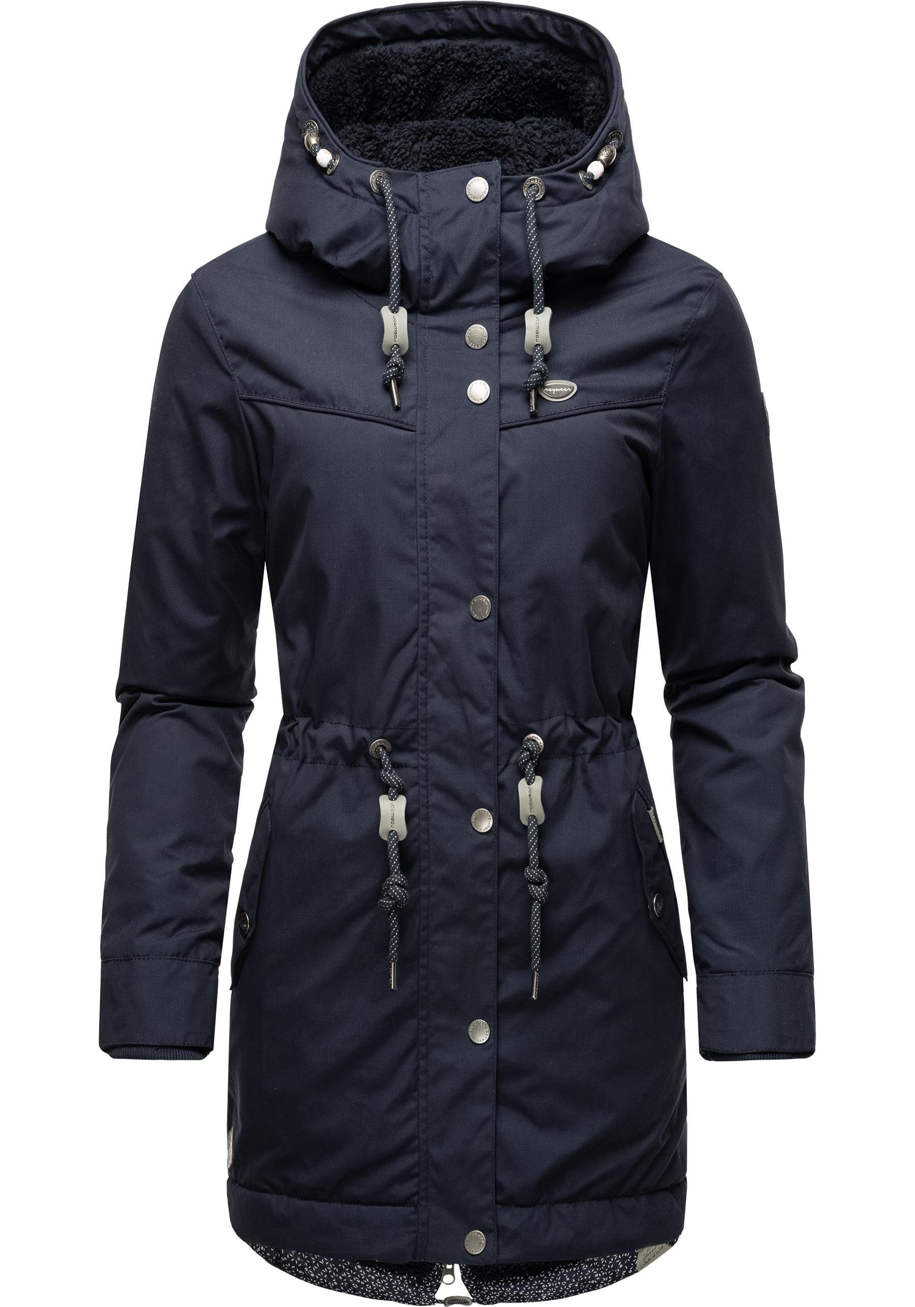 Parka Ragwear Damen Kapuze marine mit Kurzmantel Winterjacke YM-Canny stylischer