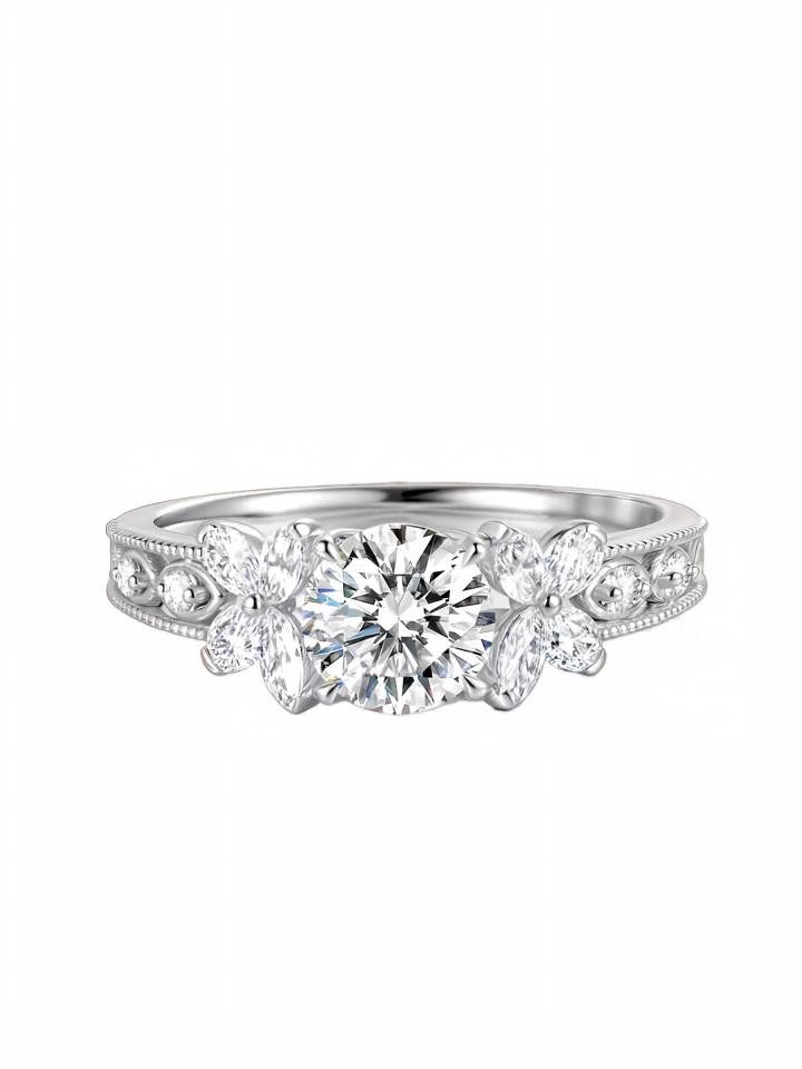 Jumpeak Diamantring Labor-Diamant Ring,1ct/2ct,D,VS1,Verlobungsring,Jahrestag Ring, 14K Gold,Frauen Schmuck,Geschenk,Eleganter Vintage Ring,Round Cut,IGI