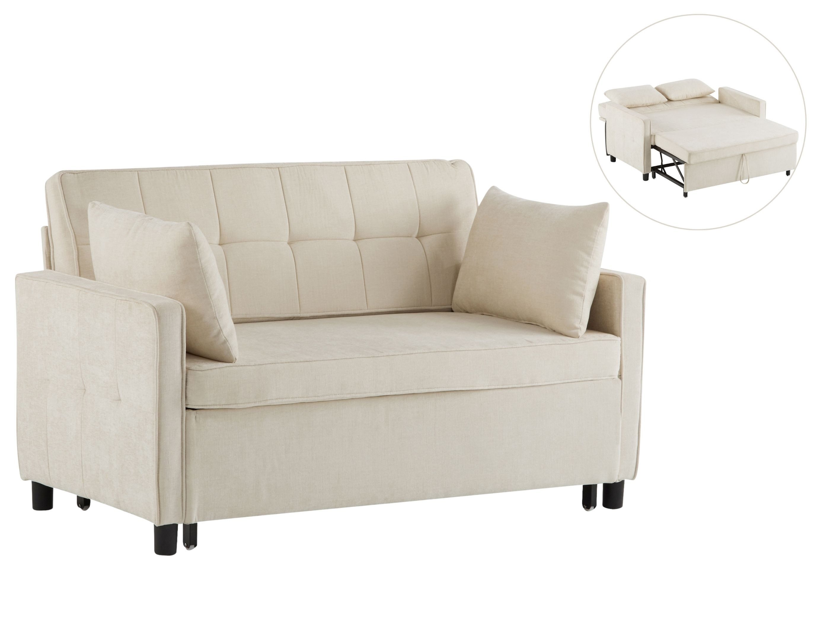 SeedWave Schlafsofa mit Ausziehfunktion, verstellbarer Rückenlehne (110°/180), 2-Sitzer, Chenille-Stoff, 2 Kissen, platzsparend, modernes Design