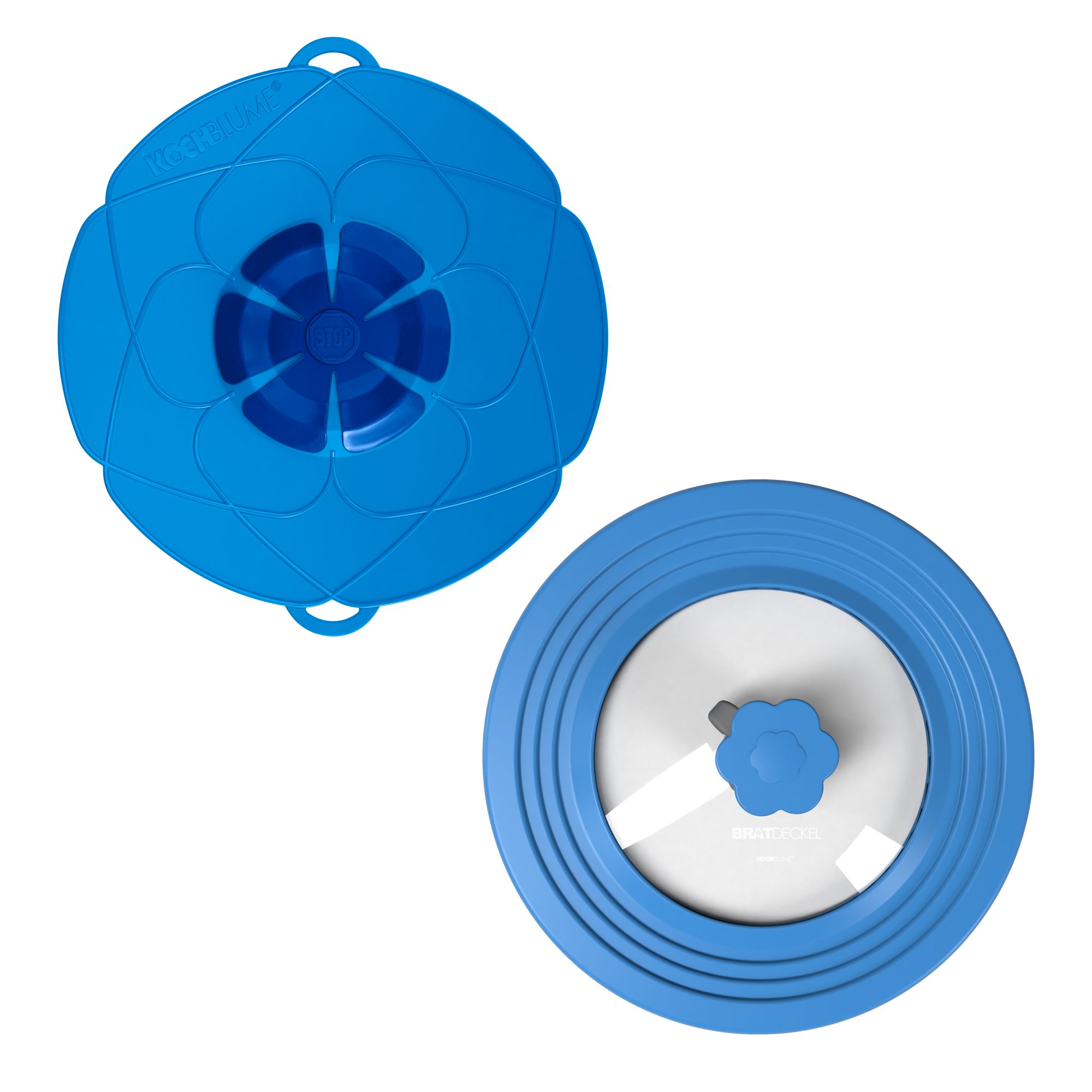 Kochbesteck-Set Bratdeckel L + Kochblume L 29cm -2tlg. - blau