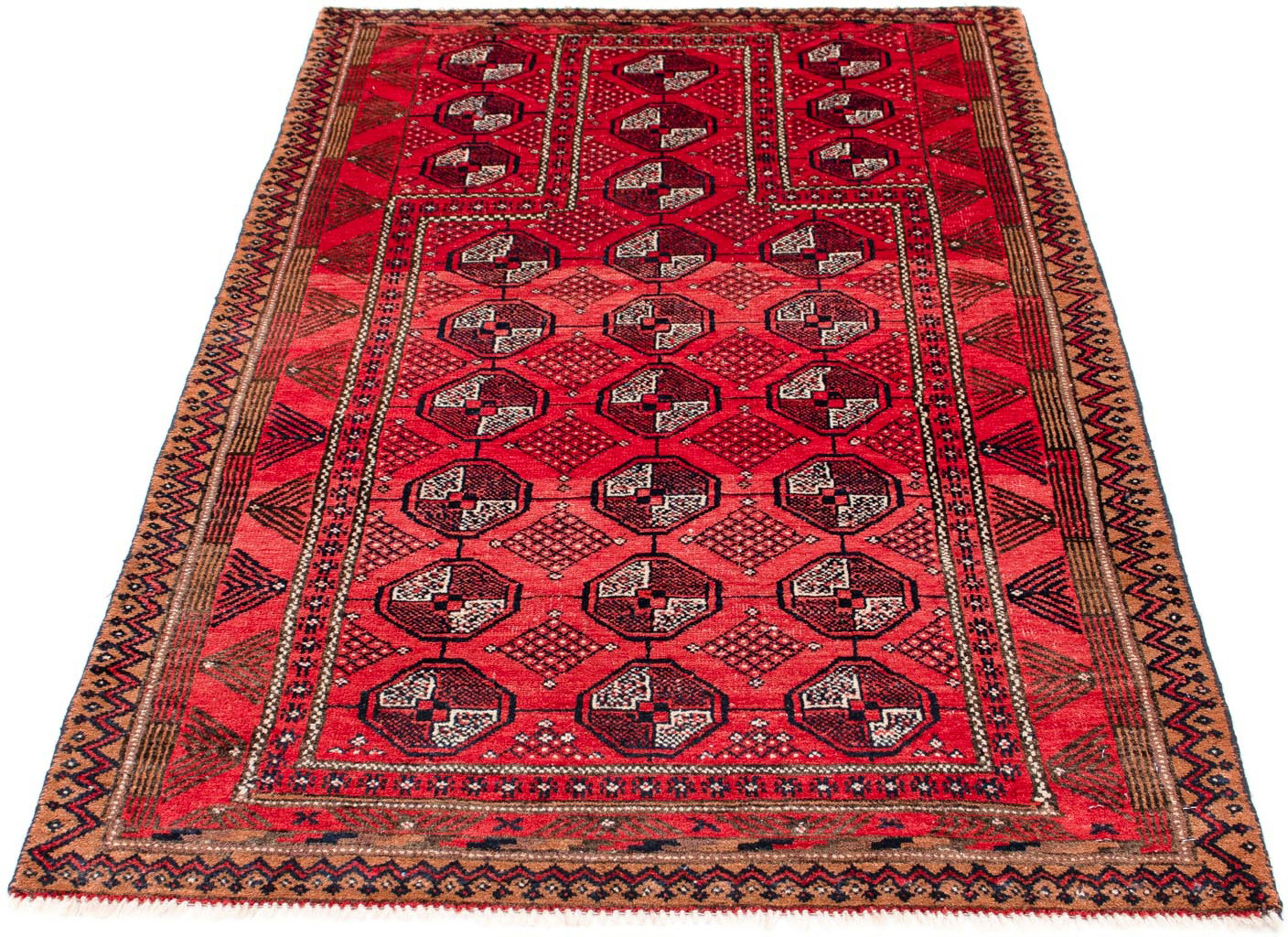 Orientteppich Belutsch - 163 x 91 cm - rot, morgenland, rechteckig, Höhe: 8 mm, Wohnzimmer, Handgeknüpft, Einzelstück mit Zertifikat