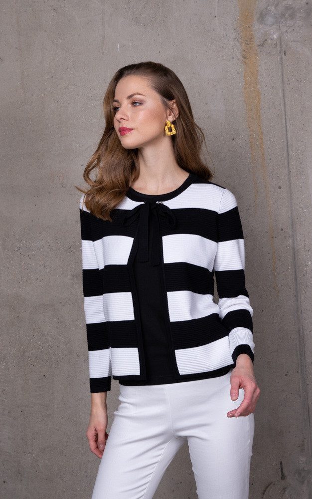 Passioni Cardigan mit geriffelter Optik Schwarz-Weiß, Blockstreifen, geriff günstig online kaufen