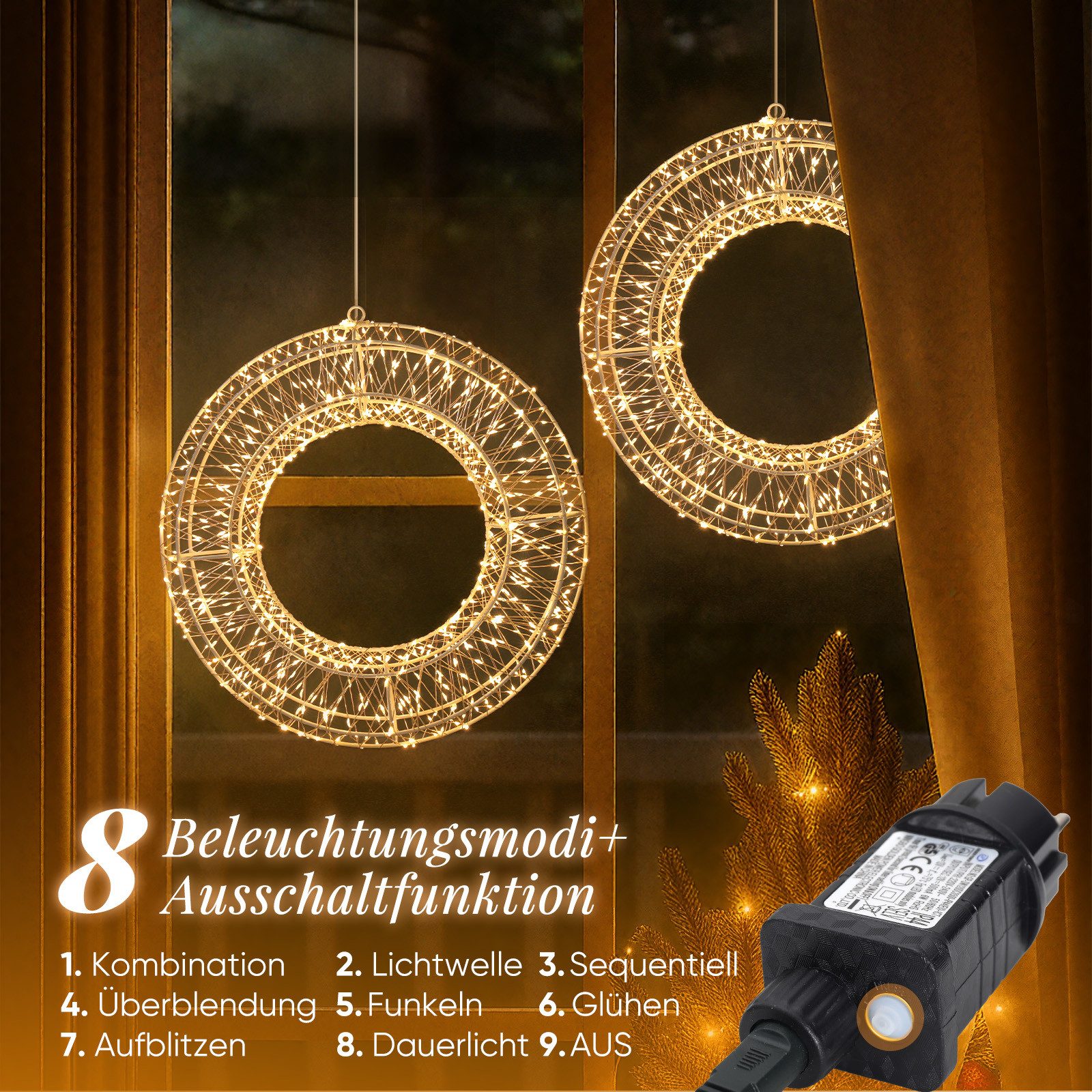 Salcar LED-Lichterkette LED Dekokranz Wandkranz Hängekranz Weihnachtsdeko F günstig online kaufen