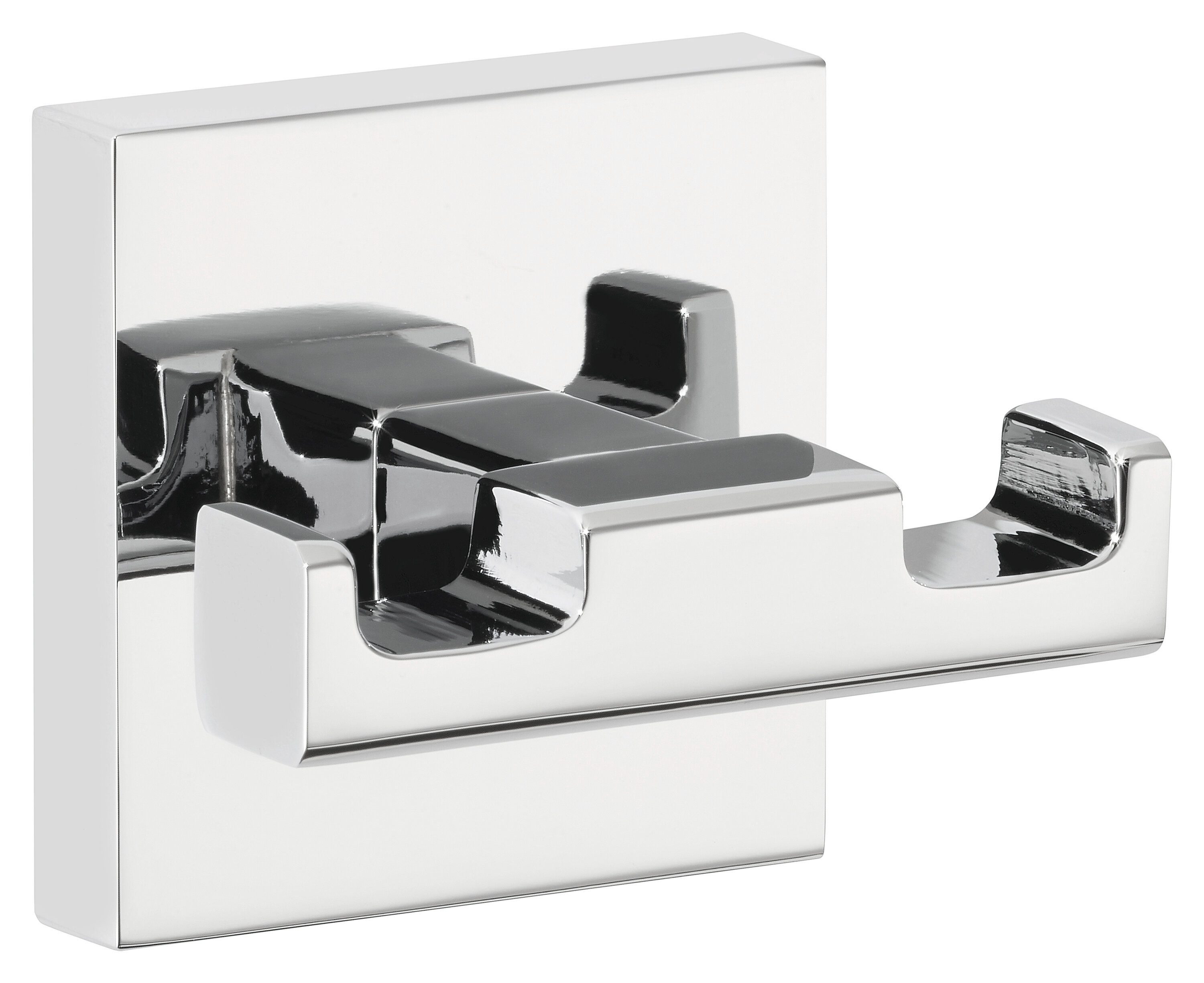 tesa Handtuchhaken DELUXXE Bademantelhaken Chrom, Badezimmer, Gäste-WC, Wandmontage, (Packung, 1-St., inkl. Klebelösung), Handtuchhalterung selbstklebend & ohne Bohren - silber glänzend