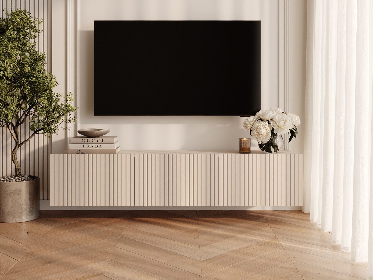 GrainGold TV-Schrank Kioto (Set, TV-Schrank) Soft-Closing-System, Breite 150 cm, für das Wohnzimmer