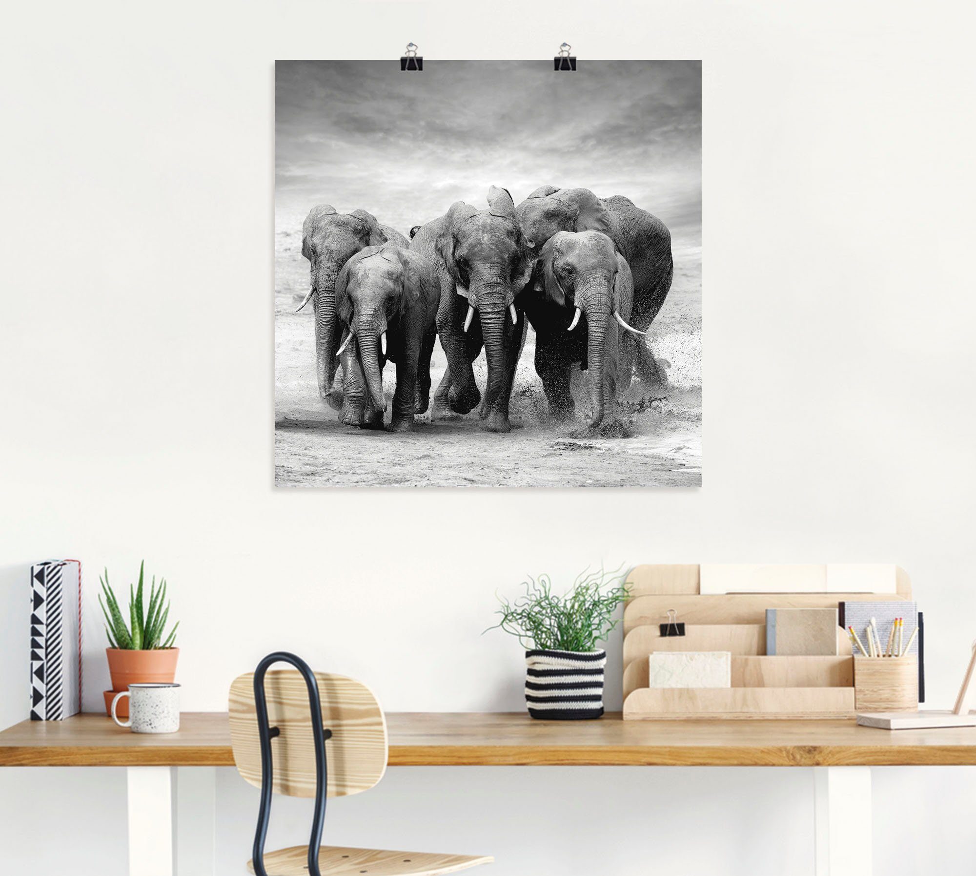 Artland Wandbild Elefanten, Wildtiere (1 St), Leinwandbild, Größen Alubild, oder Poster Wandaufkleber als versch. in