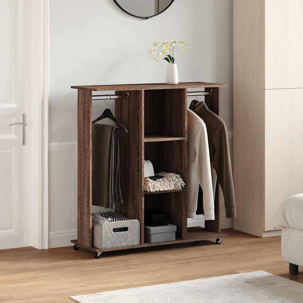 vidaXL Stoffschrank Kleiderständer mit Rollen Braun günstig online kaufen
