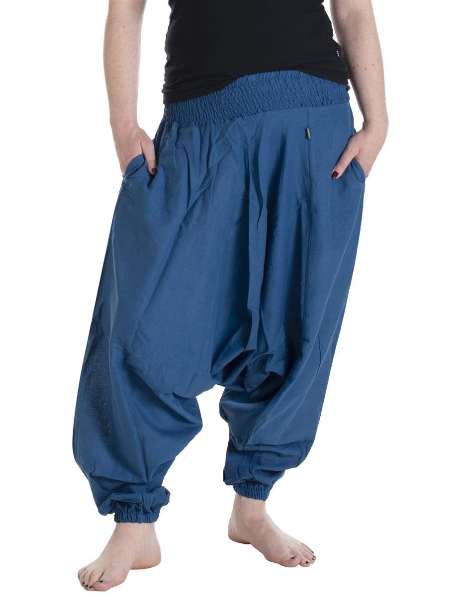 Ein toller Ausverkauf ist im Gange! Vishes Haremshose Unisex Haremshose Festival, Style Einheitsgröße 34-46 Blau Einfarbig Hippie Yoga, Orientalisch