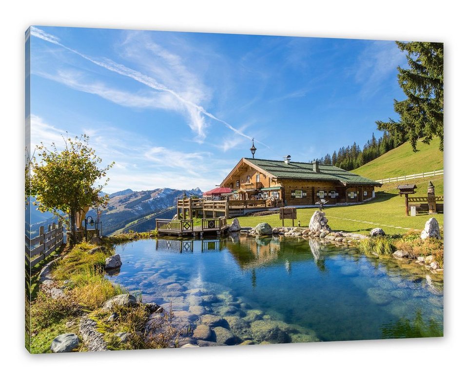 Pixxprint Leinwandbild Schönes Haus in den Alpen, Schönes Haus in den Alpen  (1 St), Leinwandbild fertig bespannt, inkl. Zackenaufhänger