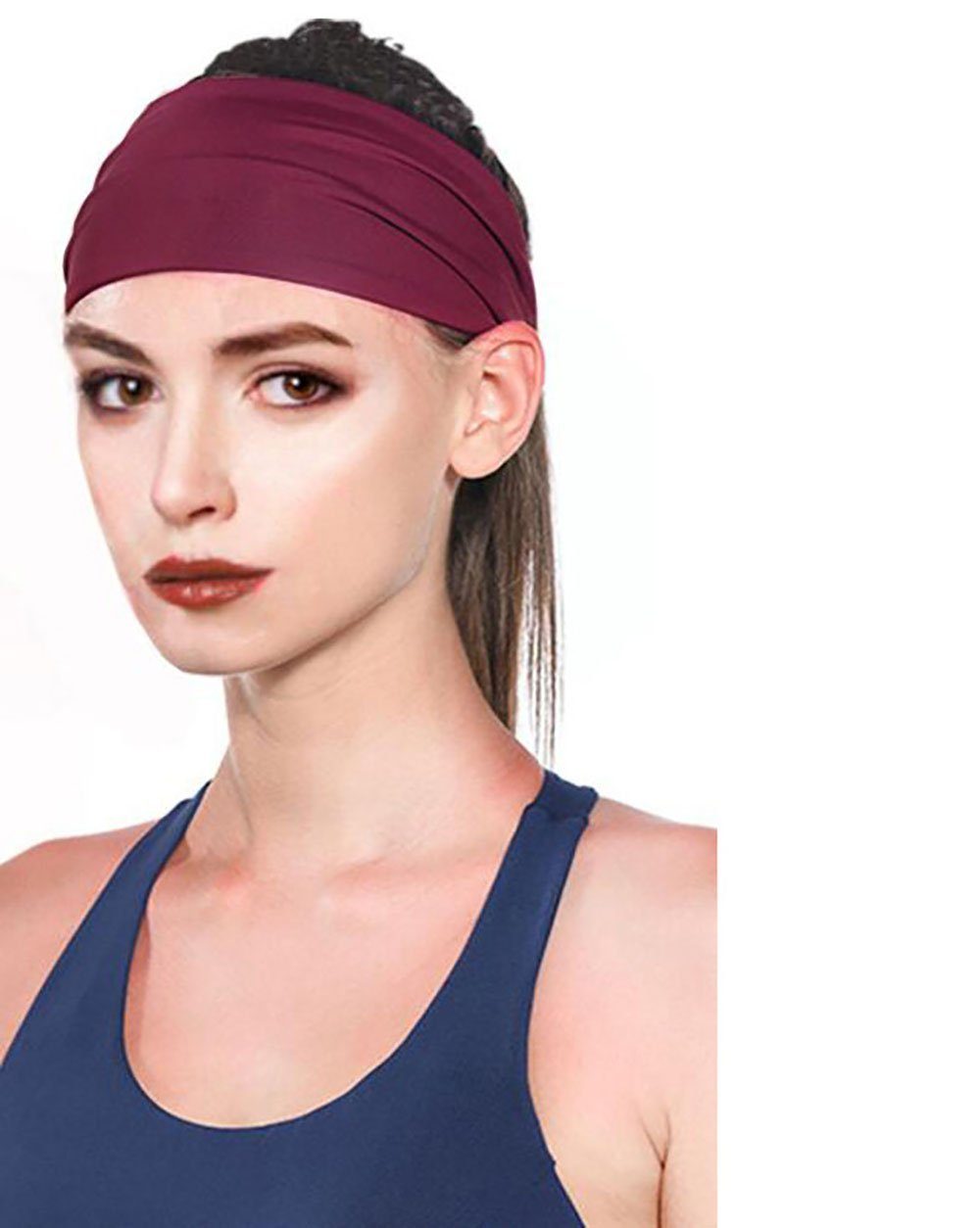 SCOHEAD Haargummi Haarbänder für Männer und Frauen, 1-tlg, Schweißband für Sport Yoga Fitness, Stretch-Baumwolle einfarbig Rot