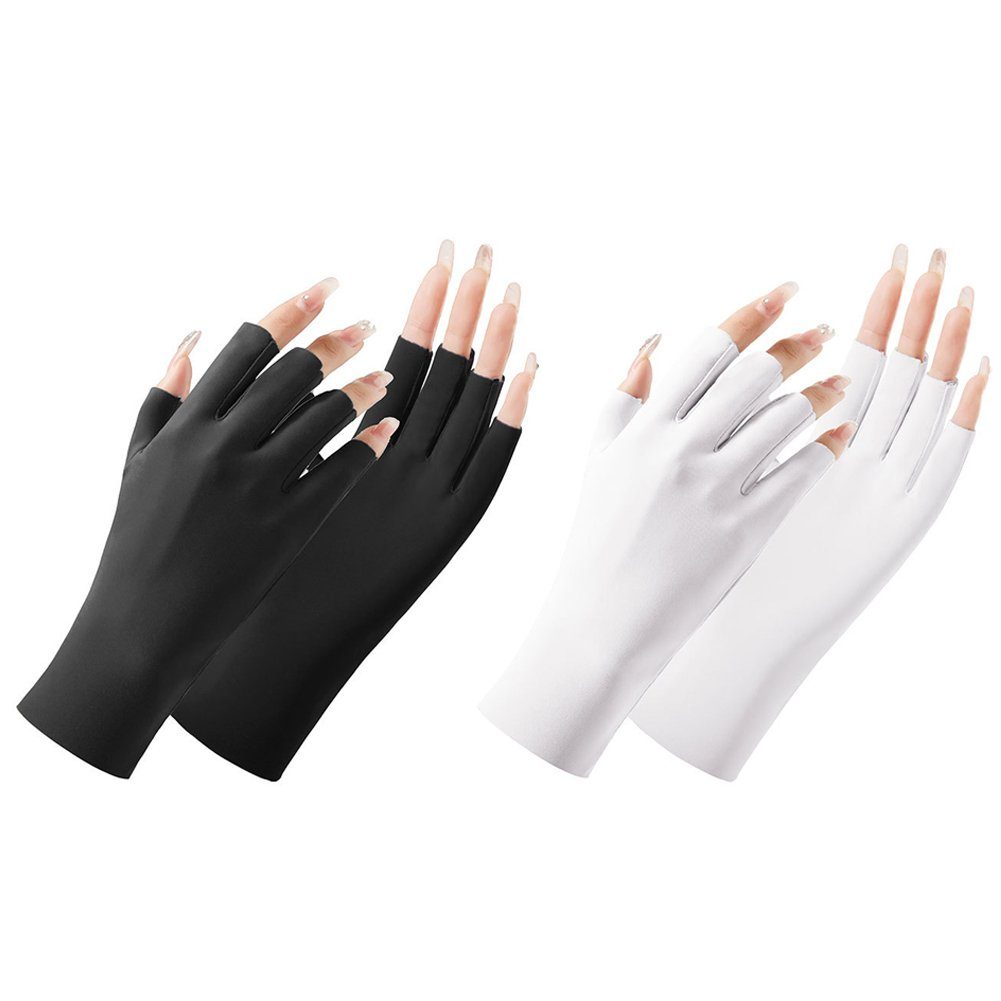 Blusmart Fahrradhandschuhe Damen-Sonnenschutz-Handschuhe, Fingerlose Handschuhe white