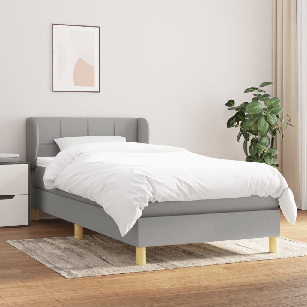 Bett Boxspringbett Hellgrau 203x93x78/88 cm mit Taschenfederkernmatratze