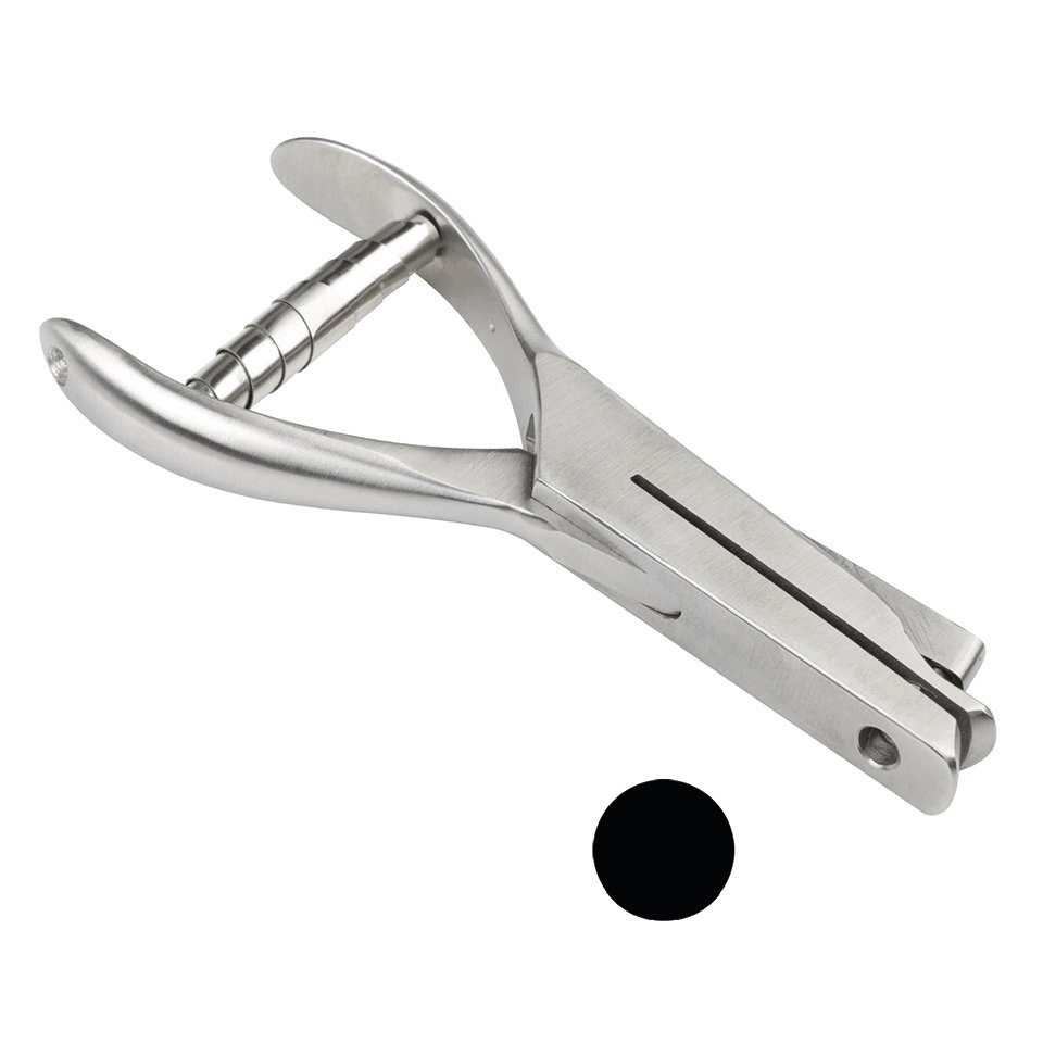 Hinweisschild Lochzange, zum Markieren von Plaketten, Kerbform Kreis, Maultiefe 48mm