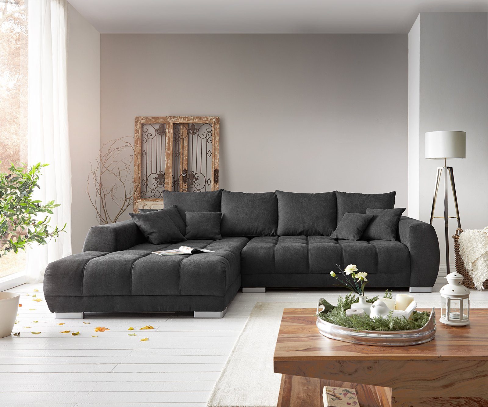 DELIFE Ecksofa Josea, Mikrofaser Schwarz 300x220 günstig online kaufen