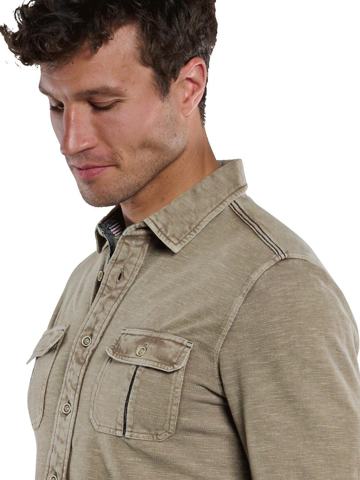 Langarm-Shirt Polo-Kragen mit Engbers Langarm-Poloshirt