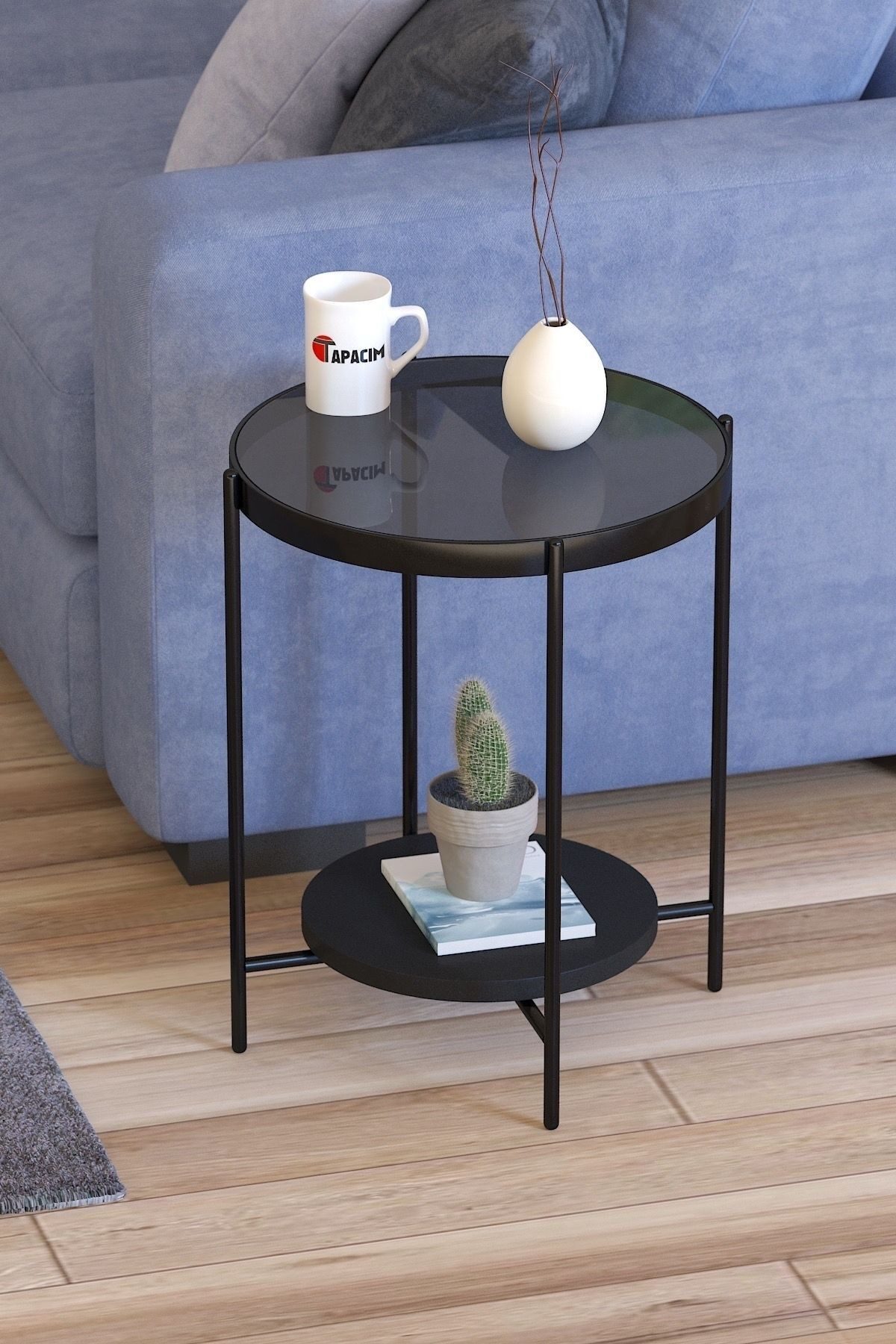 en.casa Couchtisch (1-St), Rauchglasplatte, Metallgestell 91332156