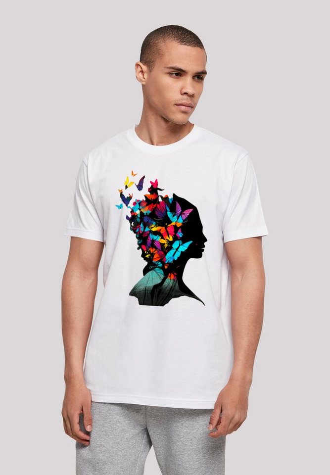 F4NT4STIC T-Shirt Schmetterling Silhouette TEE UNISEX Print, Sehr weicher  Baumwollstoff mit hohem Tragekomfort