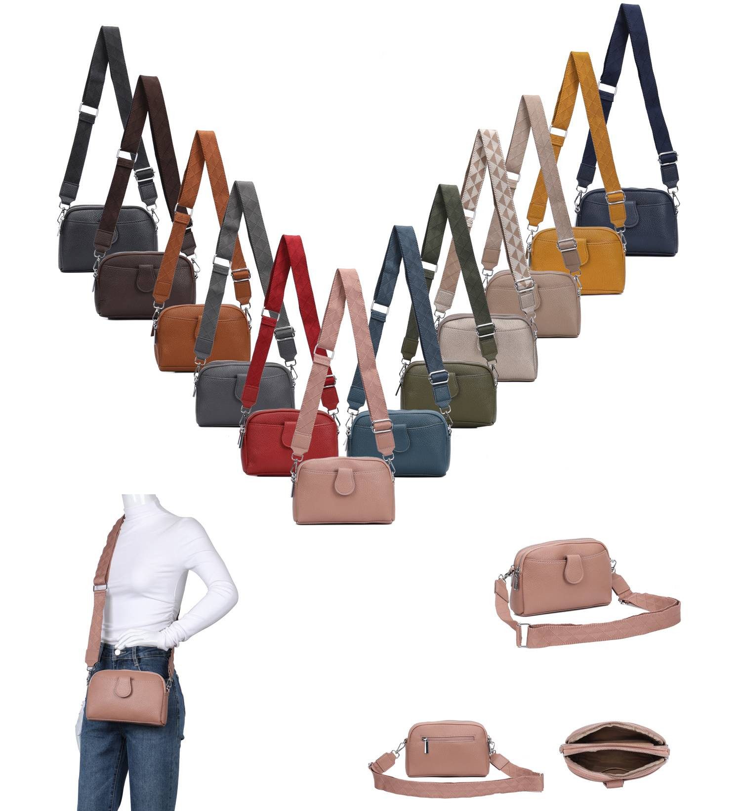 ITALYSHOP24 Schultertasche Damen Tasche Umhängetasche Handytasche Abendtasche, als Handtasche, Crossbody, Crossover tragbar