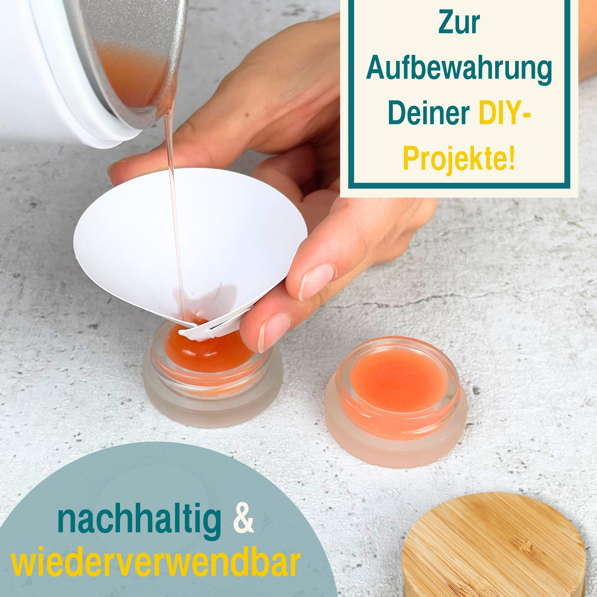 Wachsmann Bienenprodukte Aufbewahrungsdose Hochwertige Glastiegel für DIY Kosmetik, Mit Bambus Deckel & Geschenkverpackung