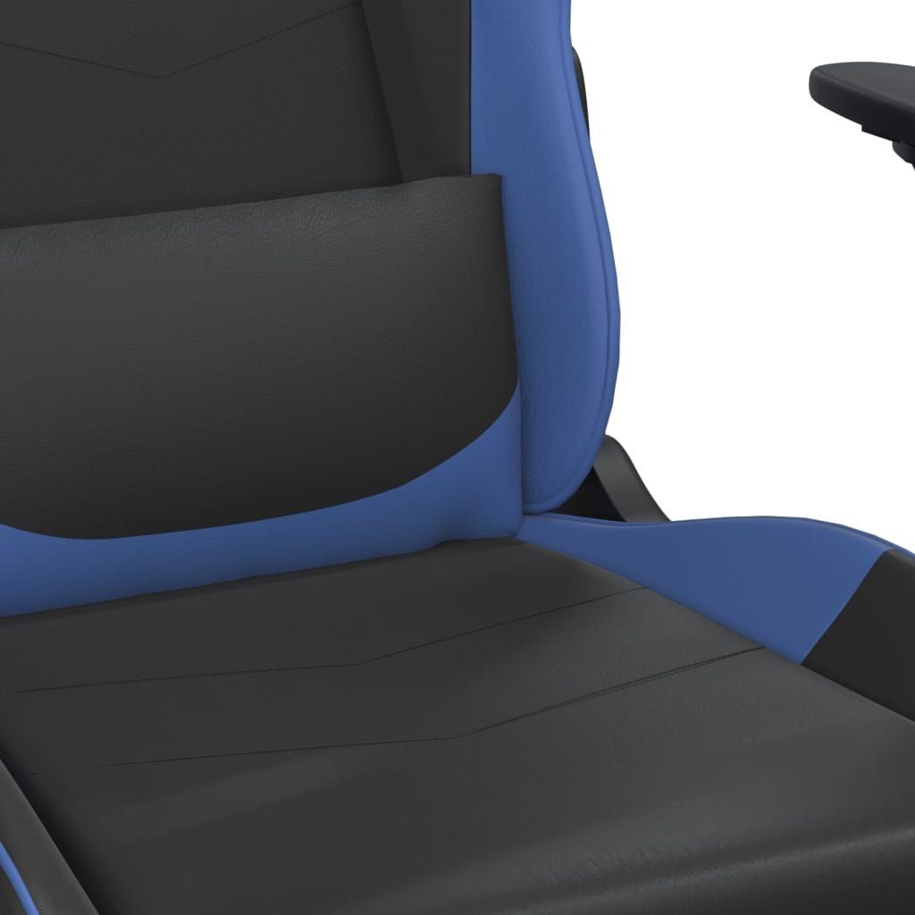 & blau Blau & Schwarz Massage Gaming-Stuhl vidaXL und Schwarz blau St) Schwarz und mit Gaming-Stuhl (1 | Kunstleder Fußstütze