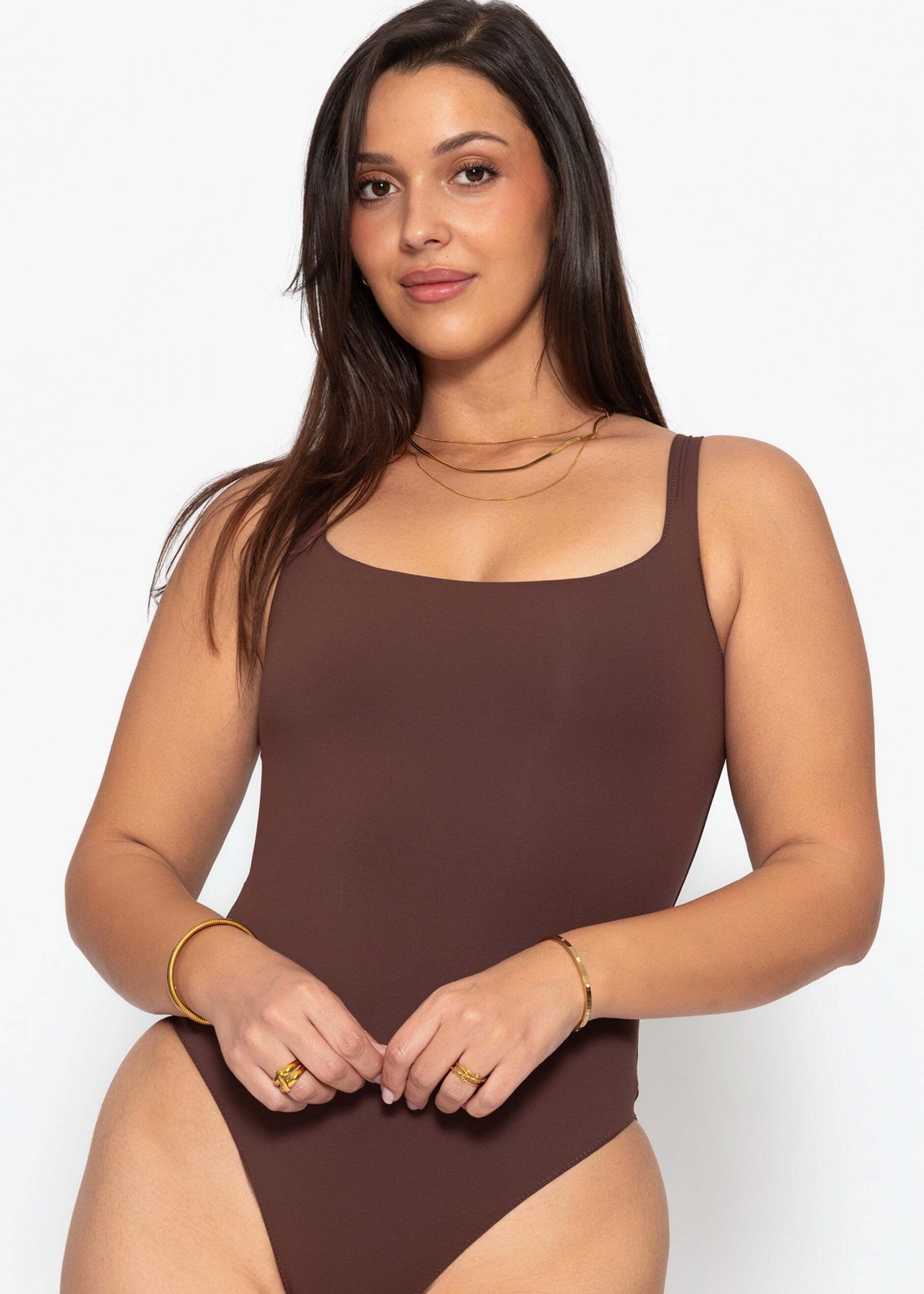 SASSYCLASSY Shaping-Body Bodysuit Soft Shapewear für Damen Elastischer Body in leichtem Formeffekt mit tiefem Rücken und String