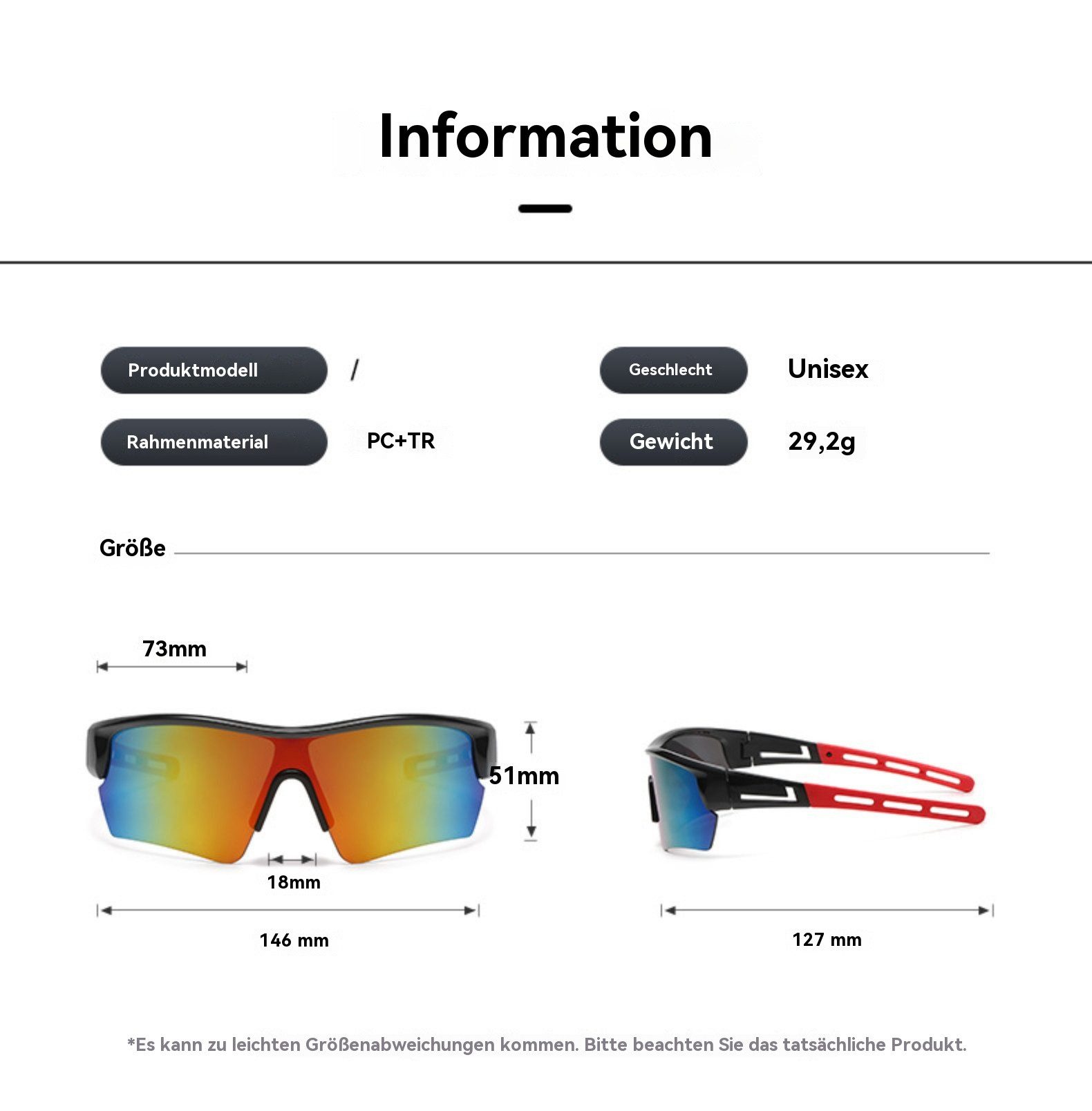 Blusmart Sonnenbrille Winddichte Brille für Outdoor-Radsport (Sport-Sonnenbrillen, , Set-Kombination, praktische Aufbewahrung) Unisex – Bild 4 von 5