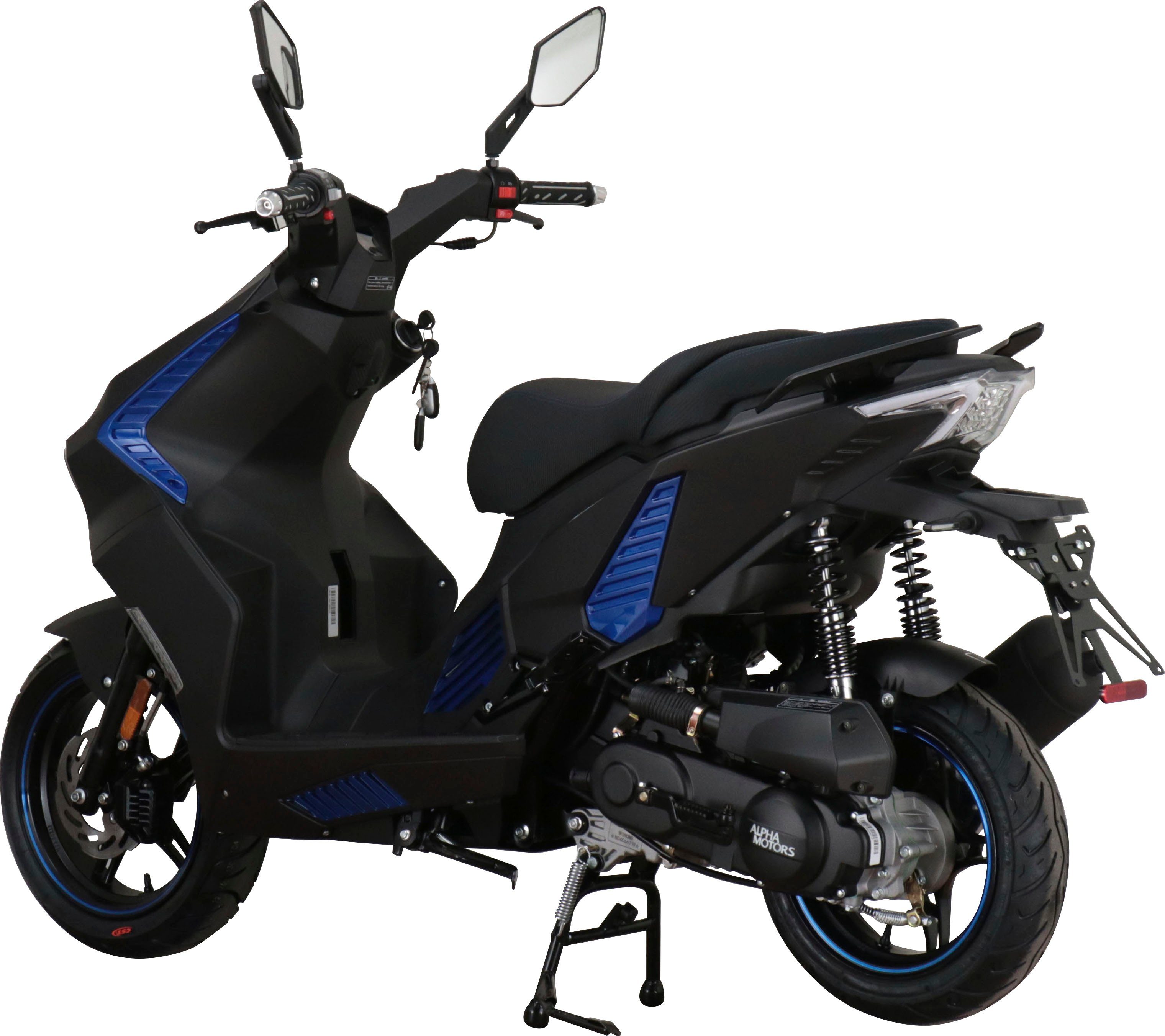 mit Motors SHARK, km/h, Motorroller 50 ccm, schwarz 45 5, Alpha Keyless-System Euro