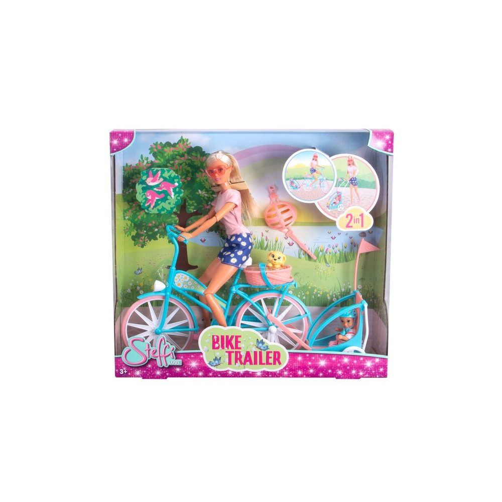 SIMBA Babypuppe Steffi Love - Puppe mit Fahrrad und Anhänger - 2-in-1