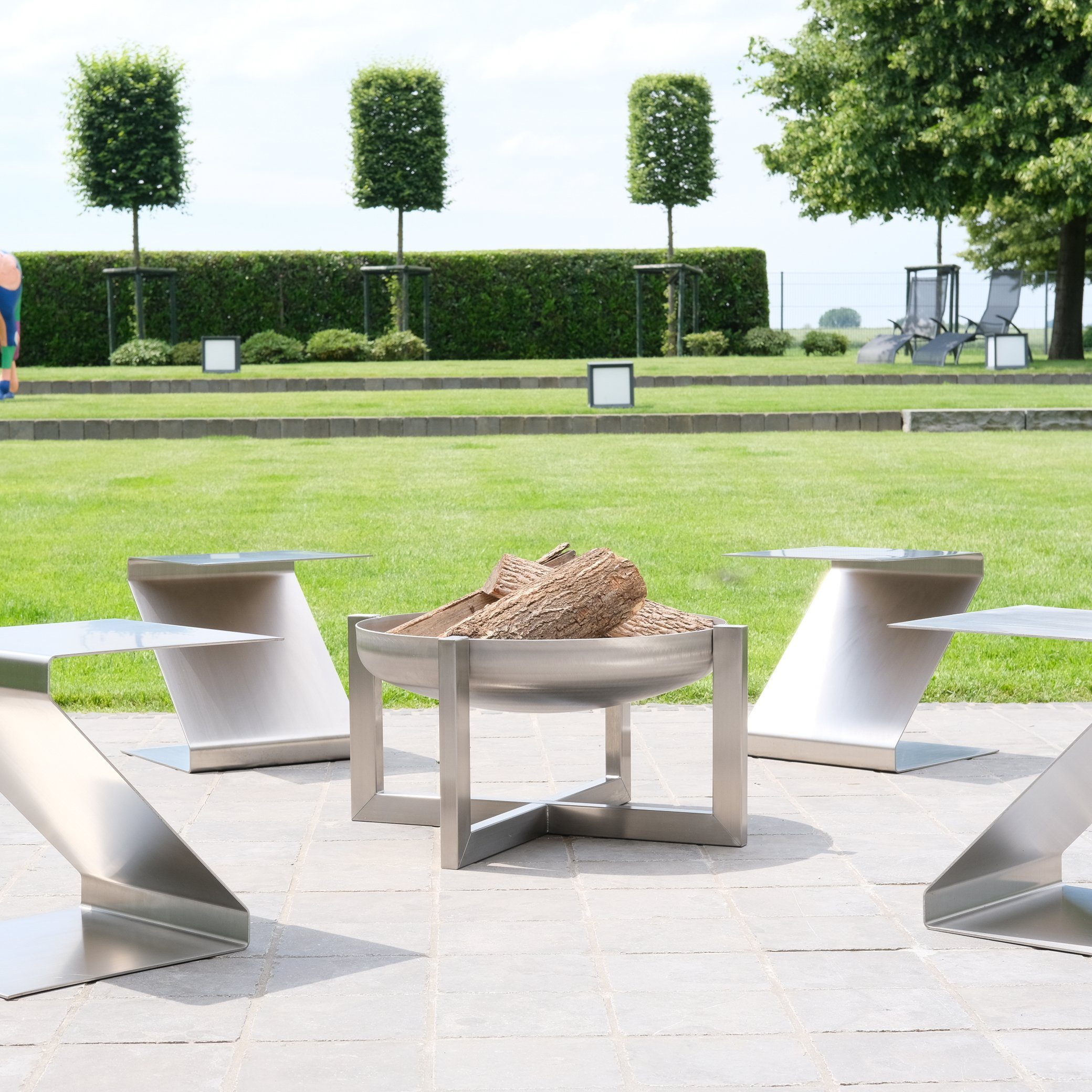 Stahlkunst Feuerschale Designer Edelstahl Feuerschale Exzentrik, (deutsche Wertarbeit), aus hochwertigem 3 mm V2A Edelstahl