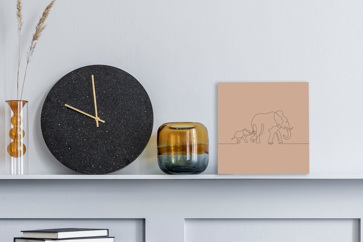 Minimalismus - Wohnzimmer Elefanten für (1 - OneMillionCanvasses® Einfach, Leinwandbild Schlafzimmer St), Bilder Leinwand