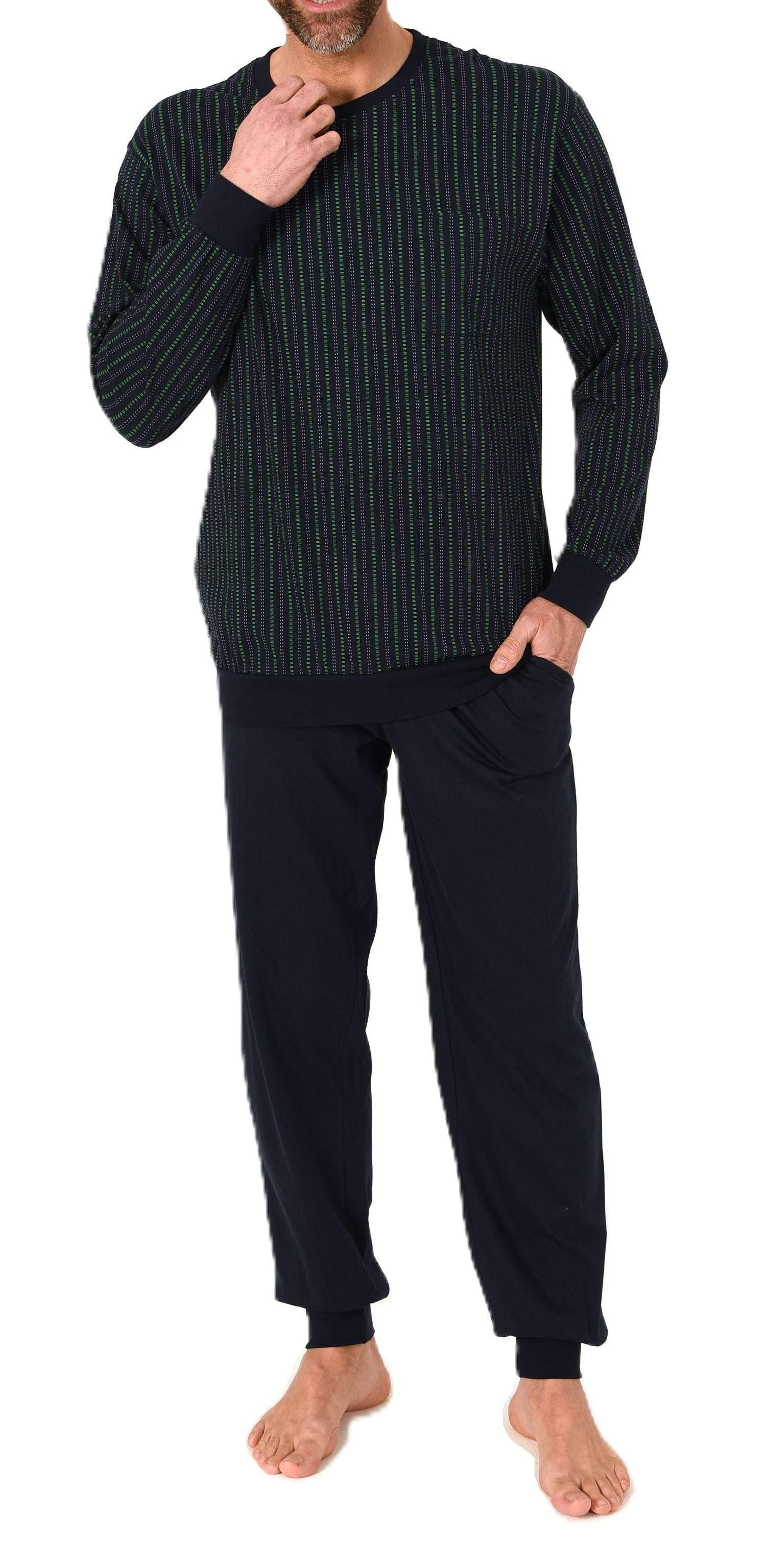 Normann Pyjama Normann Herren Schlafanzug mit Bündchen gestreift - auch in günstig online kaufen