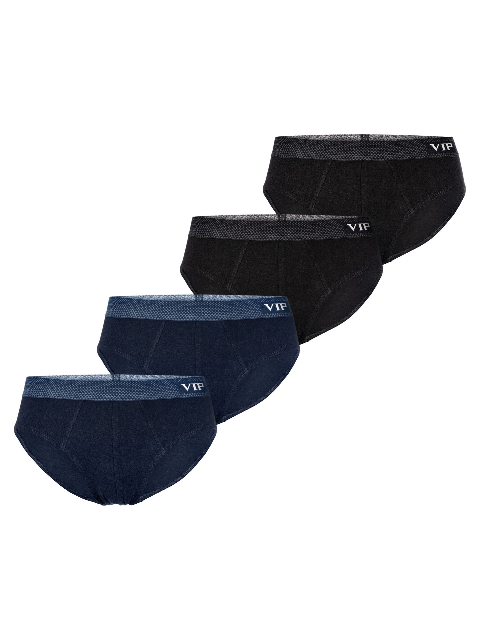 VIP Slip Premium Jersey Stretch - 4er Set - klassische Unterhosen (4-St) Unterwäsche Männer Herren Uni Baumwoll-Mix (95% Baumwolle) 4-Pack