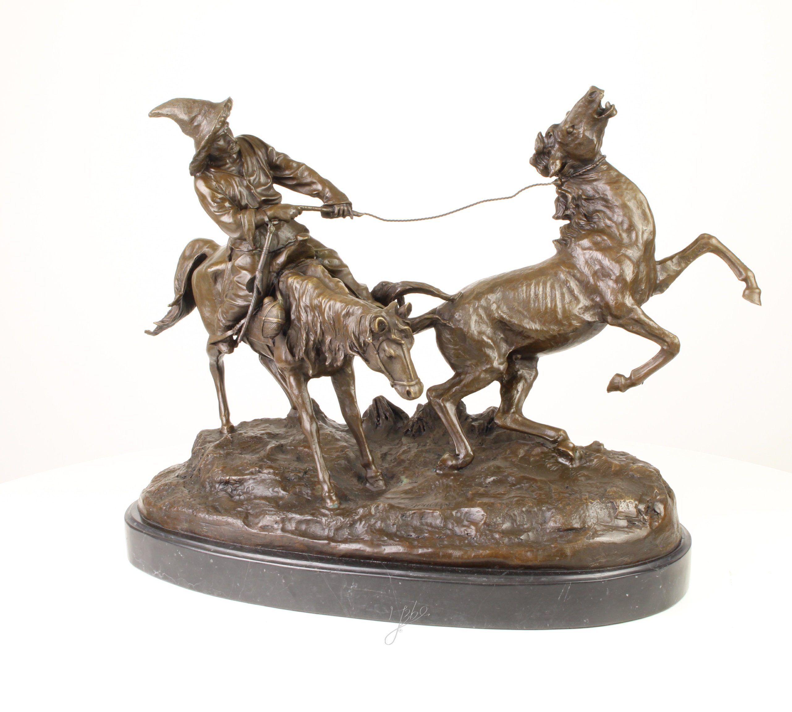 Moritz Skulptur Kirgisischer Jäger fängt Pferd zähmen, Bronzefiguren Bronze  Skulptur Figur Kunstwerk Dekoration Statue