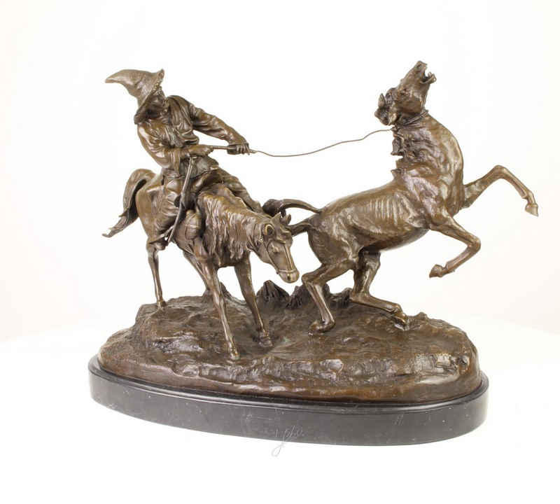 Moritz Skulptur »Kirgisischer Jäger fängt Pferd zähmen«, Bronzefiguren Bronze Skulptur Figur Kunstwerk Dekoration Statue Gartenfigur Dekofigur