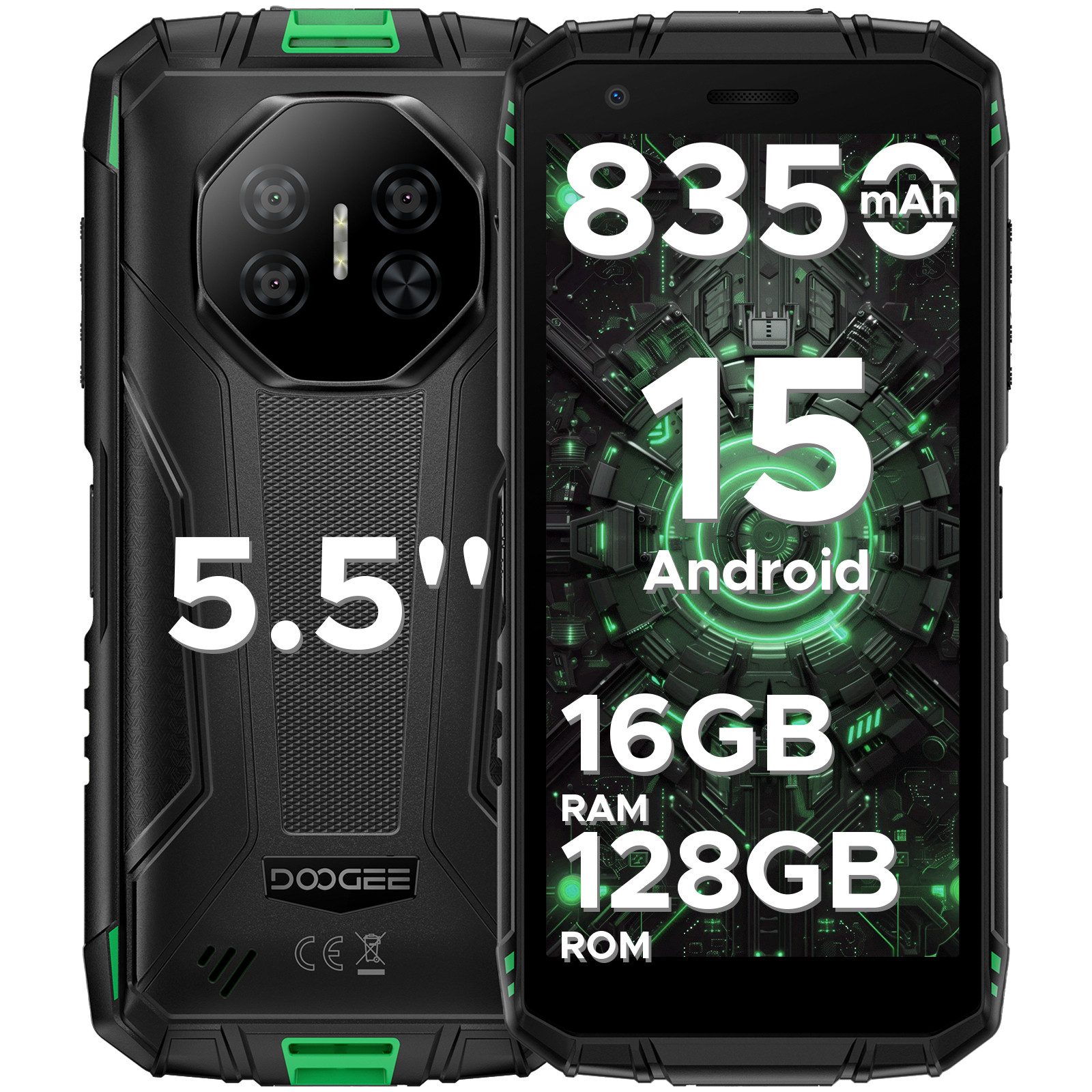DOOGEE Doogee Fire 3 Pro Outdoor Handy 8350mAh 5.5'' 16+128GB Smartphone (14 cm/5.45 Zoll, 128 GB Speicherplatz, 16 MP Kamera, Android 15, Gemini Al, Unisoc T7200, 16MP Camera, Dual SIM 4G)