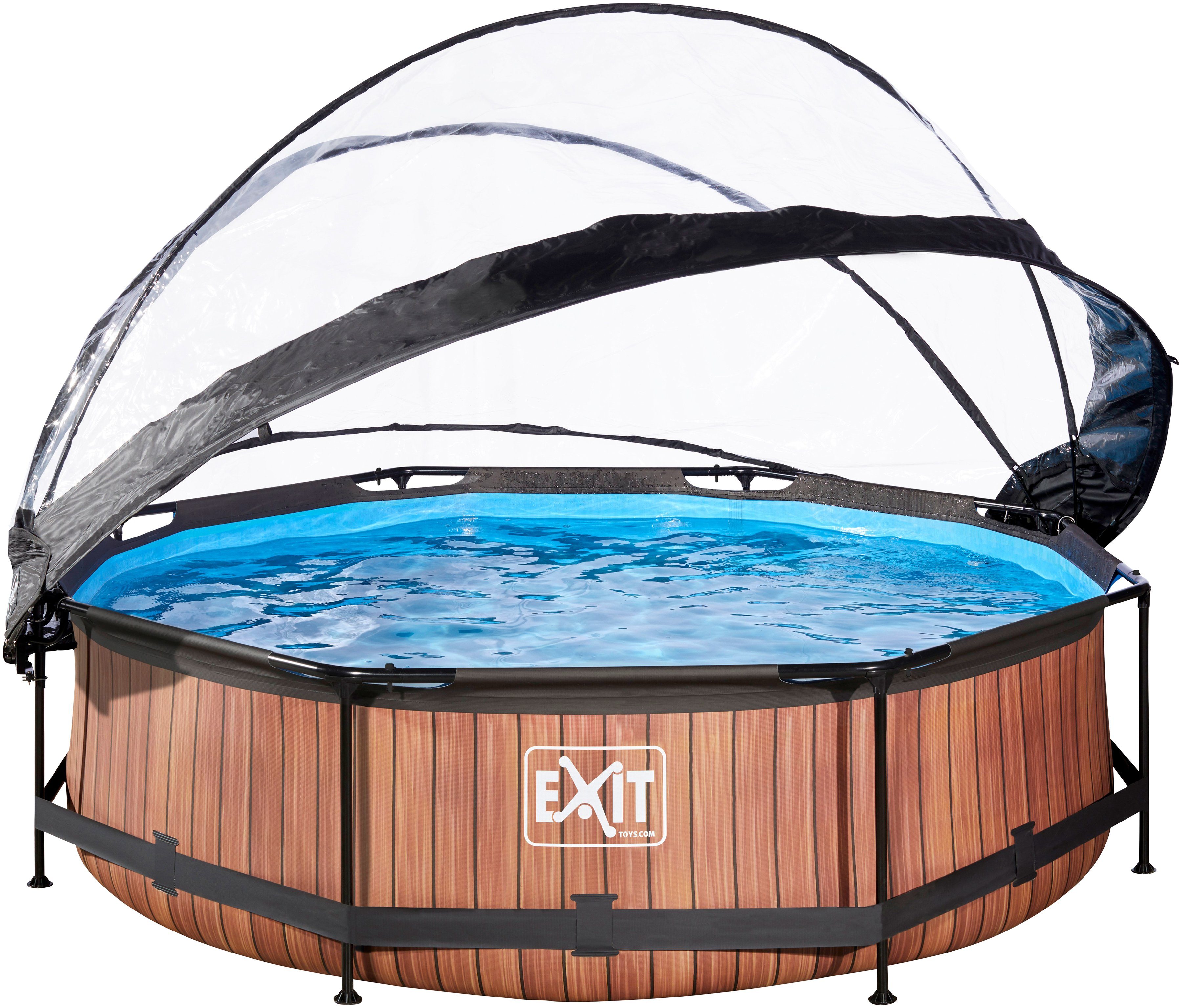 EXIT Framepool inkl. multifunktionaler Abdeckung (Set, 4-tlg), ØxH: 300x76 cm, mit Filterkartuschen-Pumpe und Abdeckung