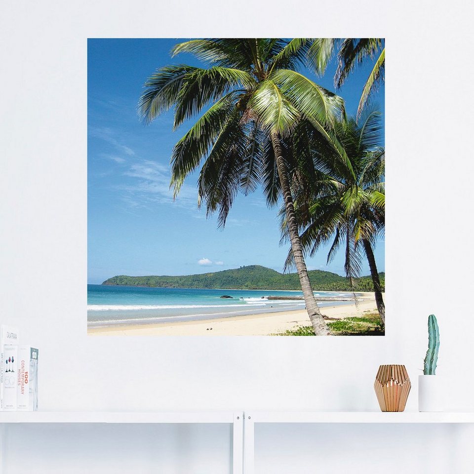 Artland Wandbild Strand mit Palmen, Strandbilder (1 St), als Alubild,  Leinwandbild, Wandaufkleber oder Poster in versch. Größen