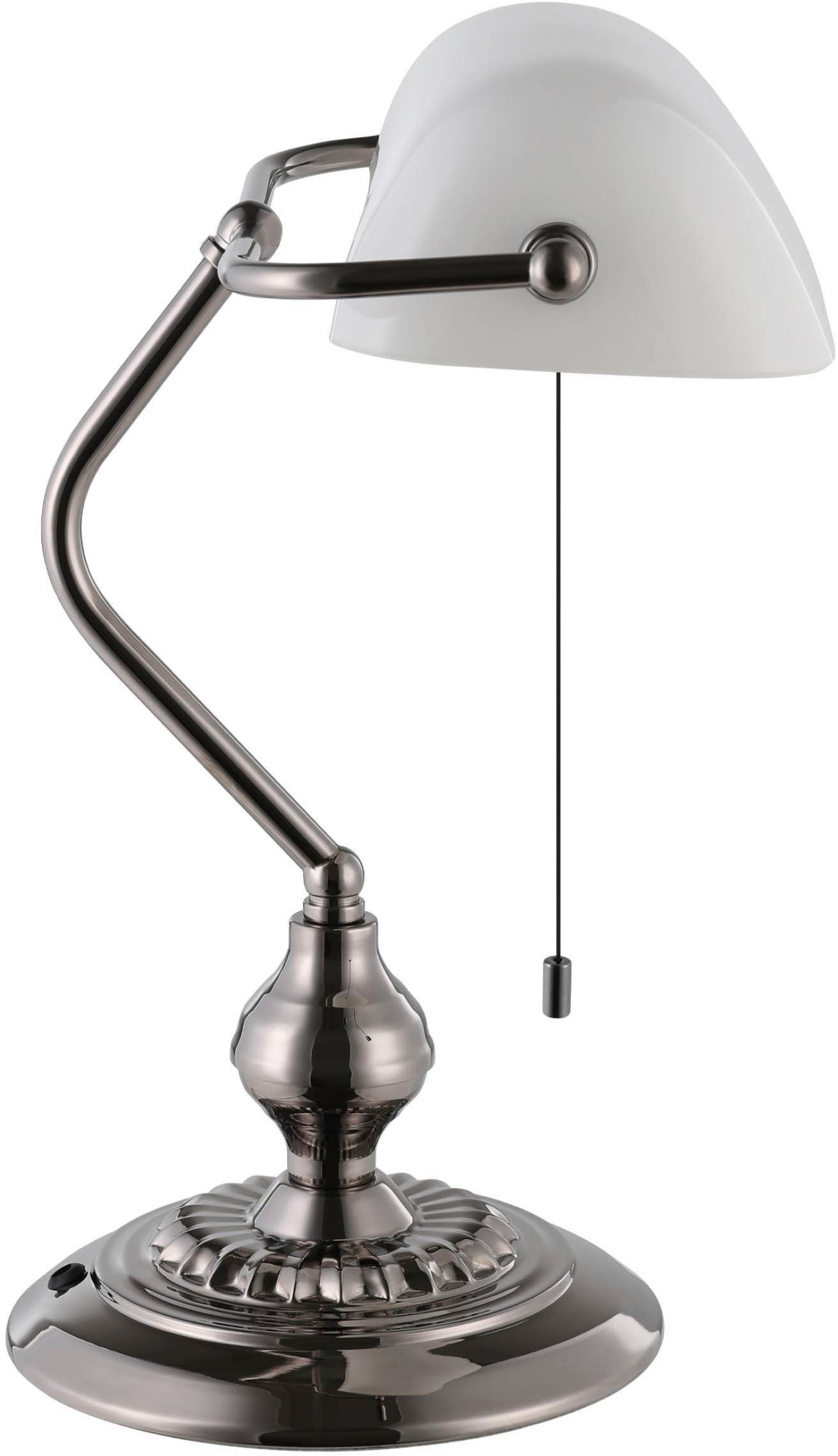 EGLO Tischleuchte Banker Tischlampe, Vintage, Retro, E27 Schreibtischlampe, Bürolampe, Ein-/Ausschalter, ohne Leuchtmittel, Tischleuchte - L27,5 x H39 cm - nickel-nero - 1X60W exkl.