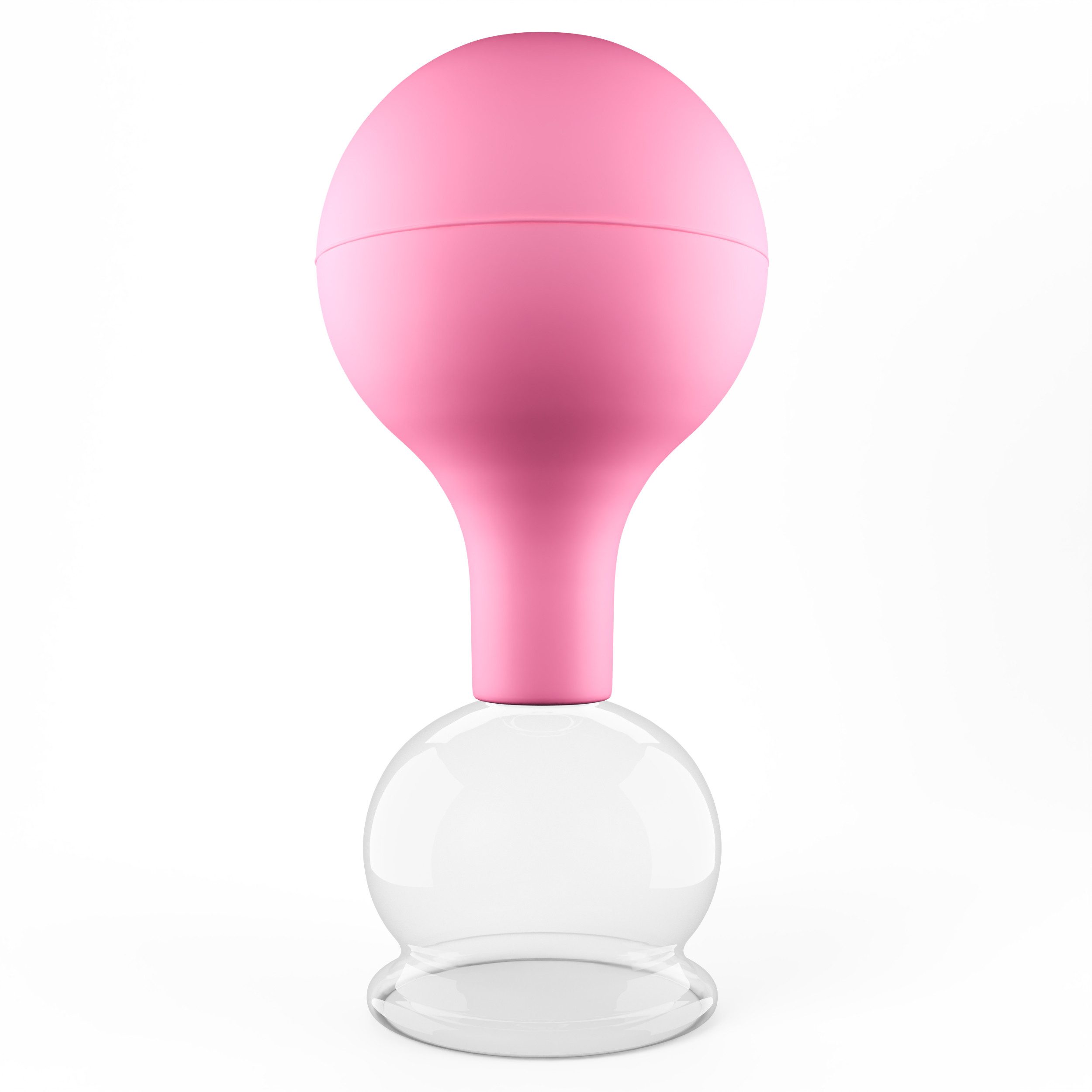 pulox Vakuum-Massager Schröpfglas aus Echtglas mit Saugball - Diverse Farben und Größen, 40mm Pink