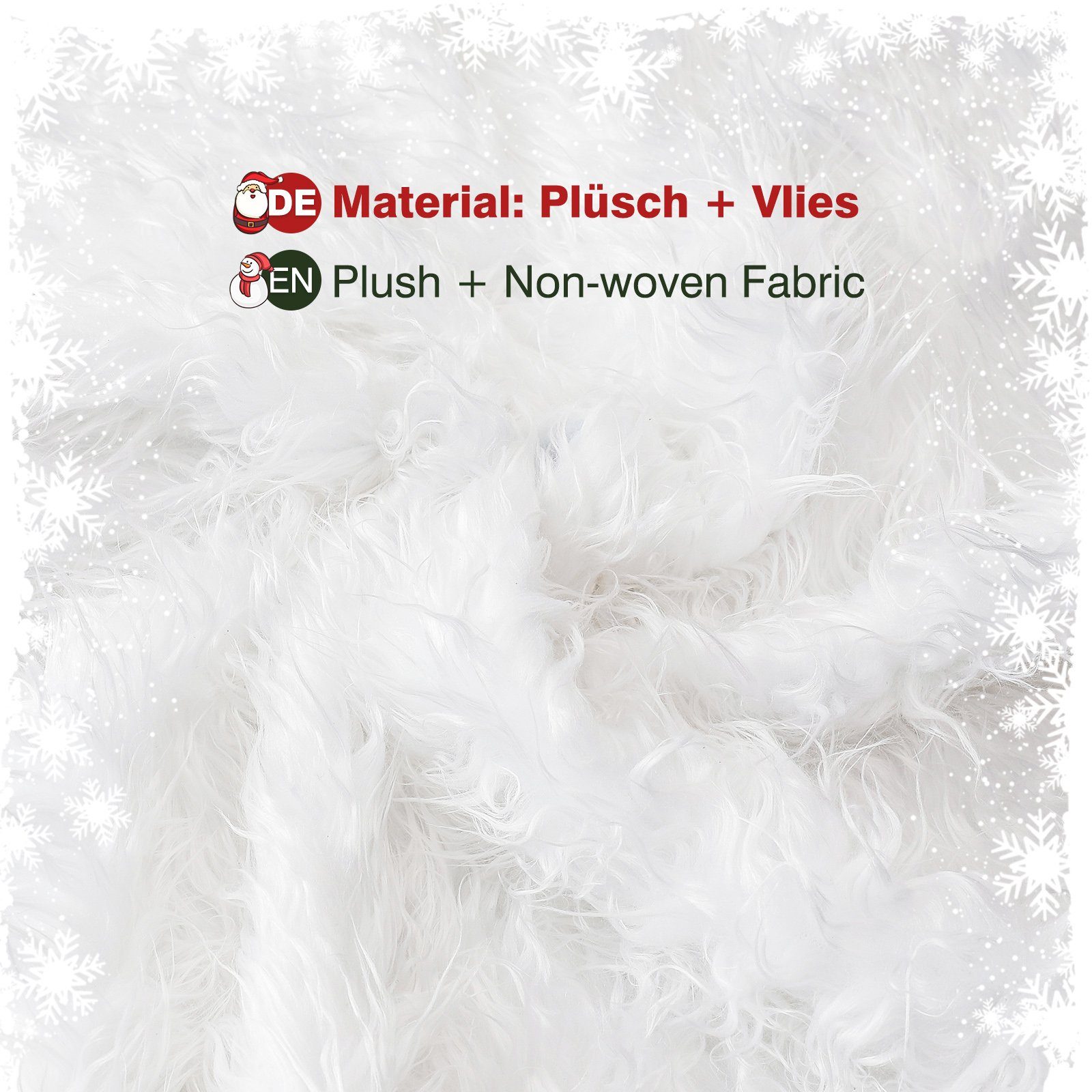 Yorbay Weihnachtsbaumdecke Tannenbaumdecke weiß Plüsch, Rund Rock Teppich Filz, Weihnachtsdeko, Weihnachtsbaumdecke für Tannenbaum, Weihnachtsbaum, Christbaum