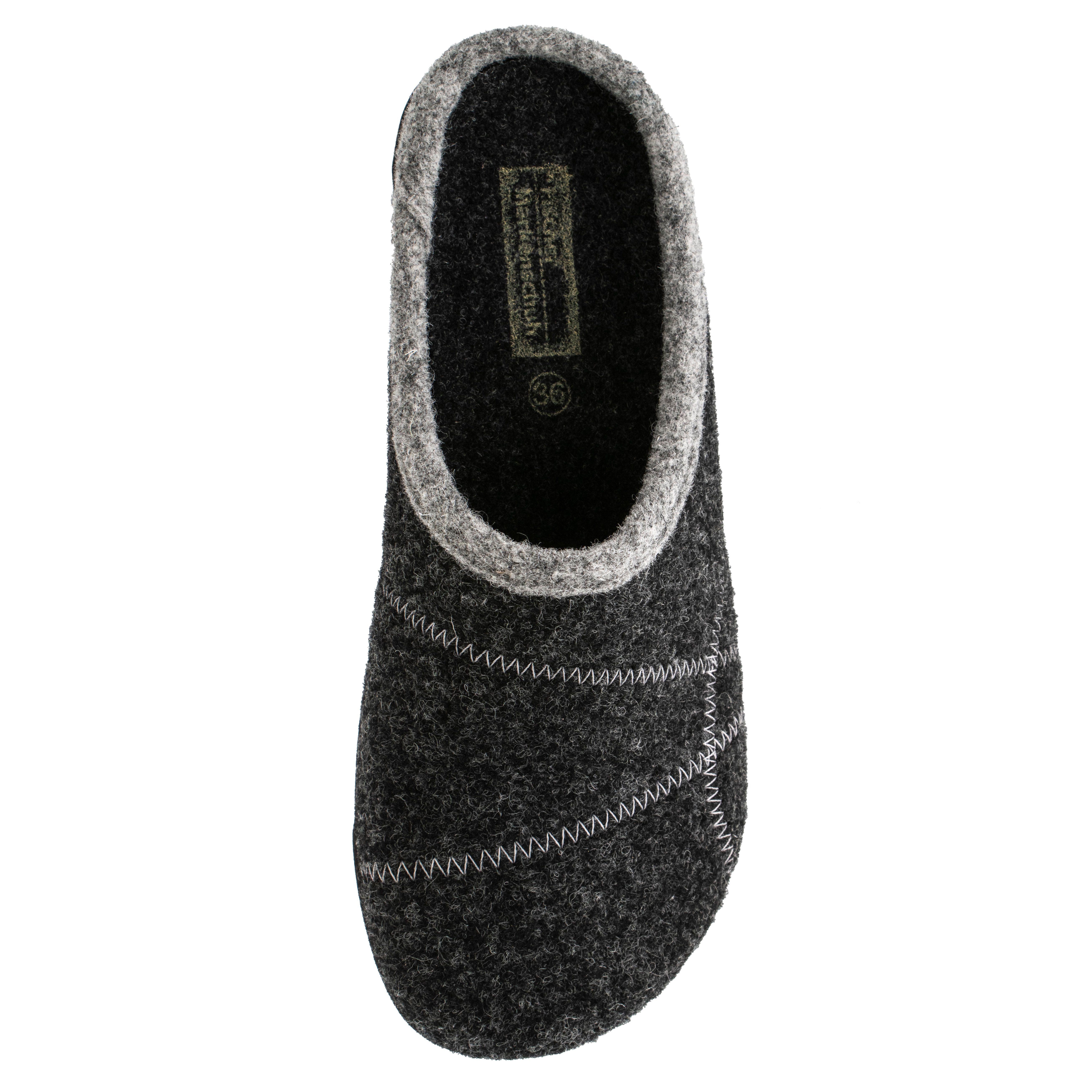 Fischer-Markenschuh Conny Pantoffel aus Wollfilz, rutschhemmende Gummi-Laufsohle, Einlegesohle herausnehmbar