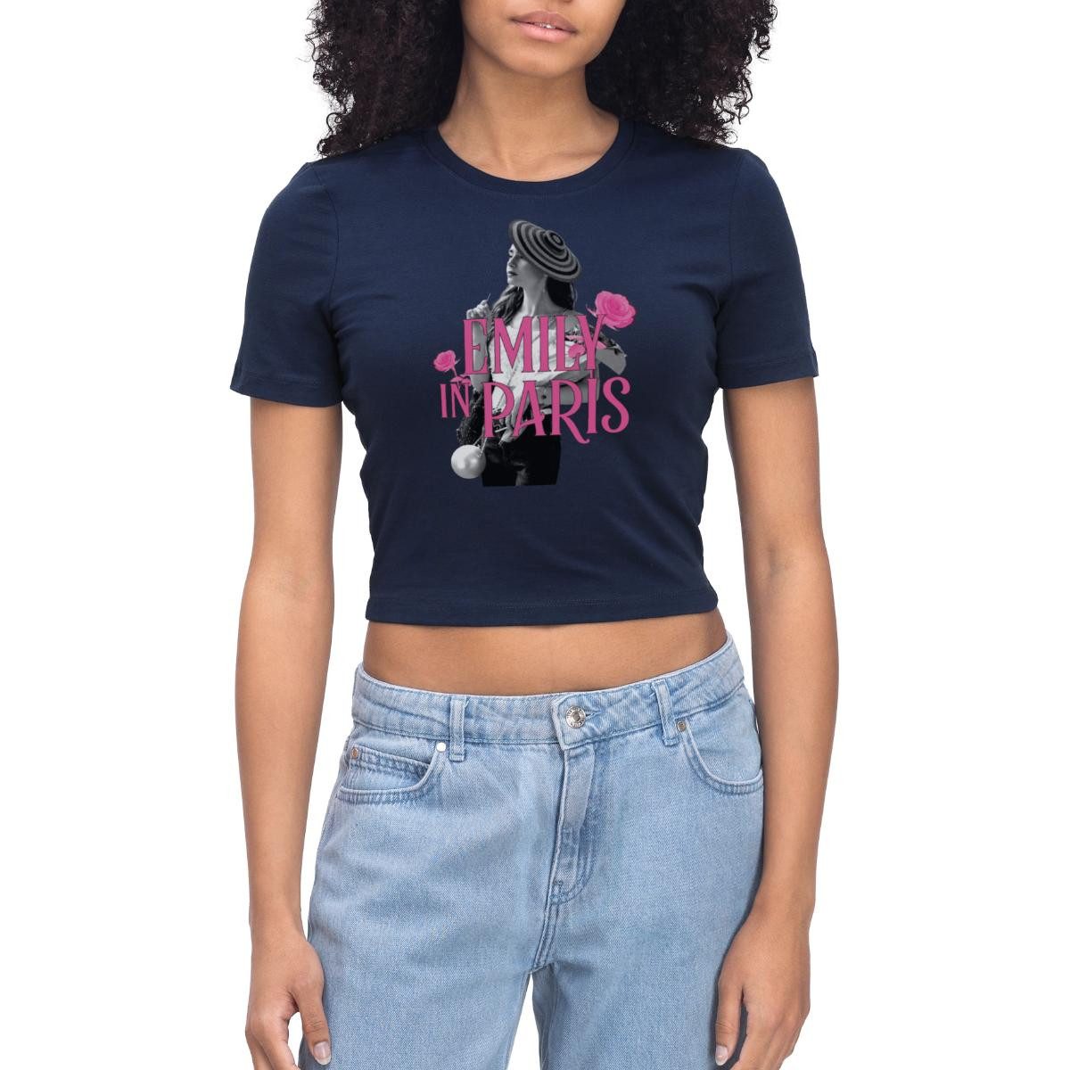 T-Shirt Emily In Paris Emily Logo Mit Rosen Crop Top