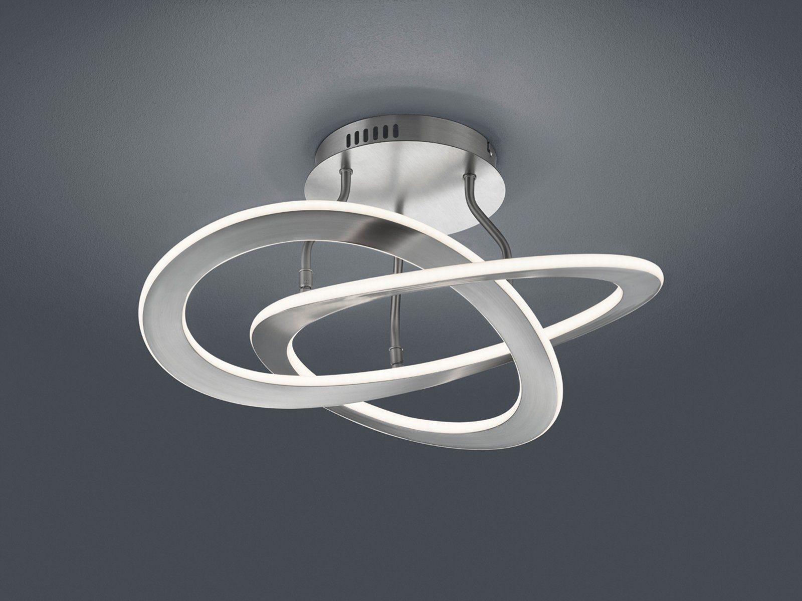 TRIO LED Deckenleuchte, Dimmfunktion, LED fest integriert, Warmweiß, große  ausgefallene Designer Lampe dimmbar für Treppenhaus Silber Ø 53