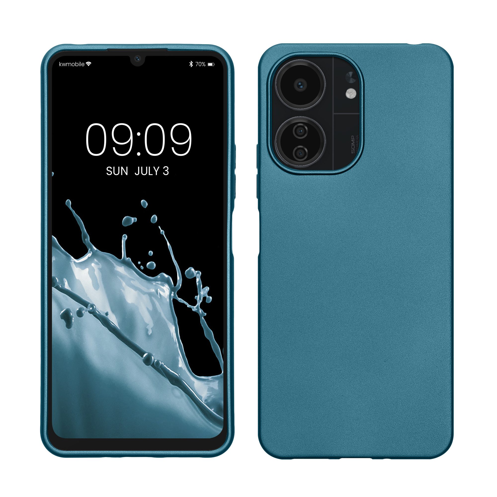kwmobile Handyhülle Handyhülle für Xiaomi Poco C65 / Redmi 13C Hülle, Silikon Case metallisch schimmernd - Schutzhülle Cover