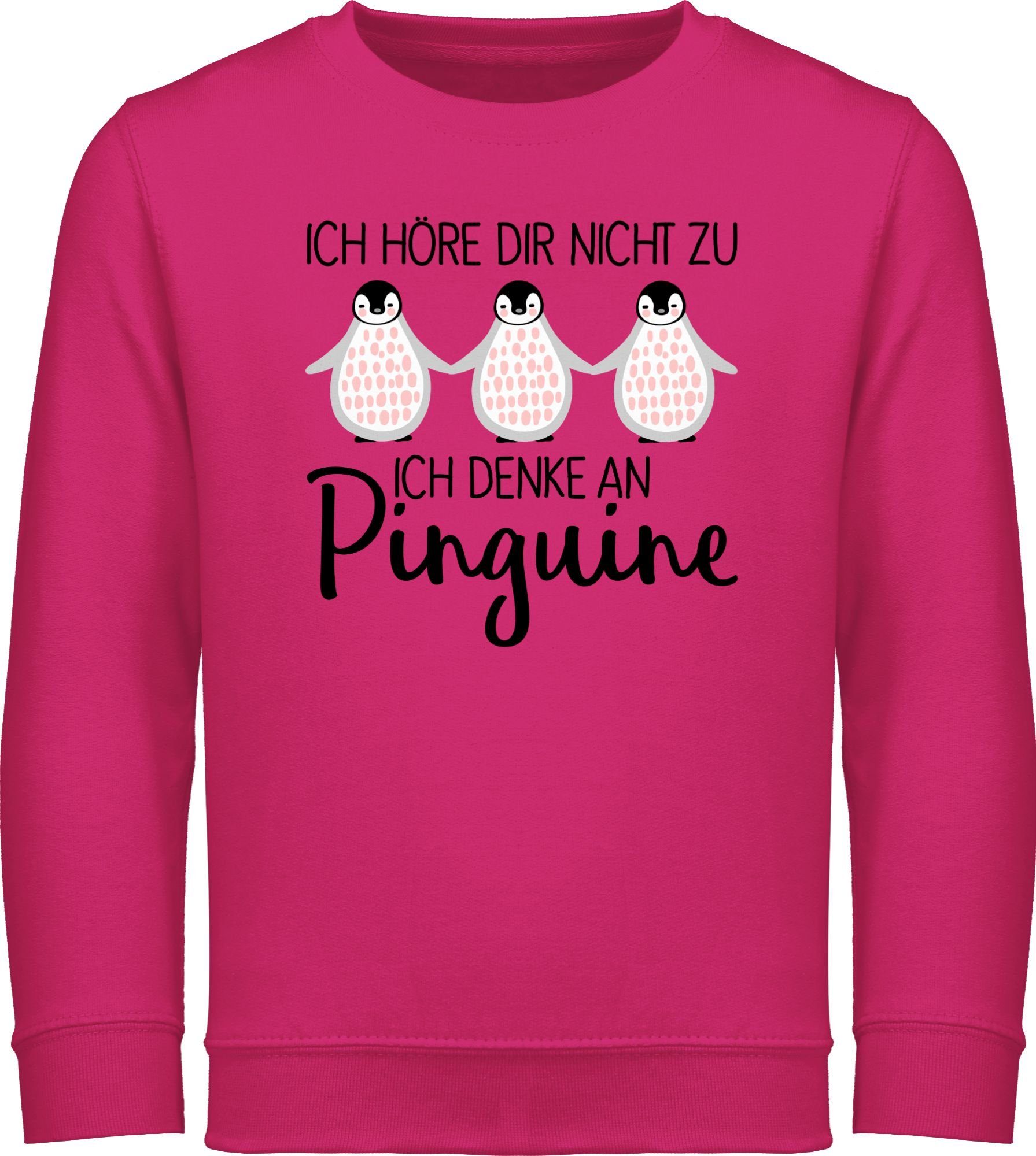 Shirtracer Sweatshirt Ich denke an Pinguine Tiermotiv Animal Print 2 Fuchsia