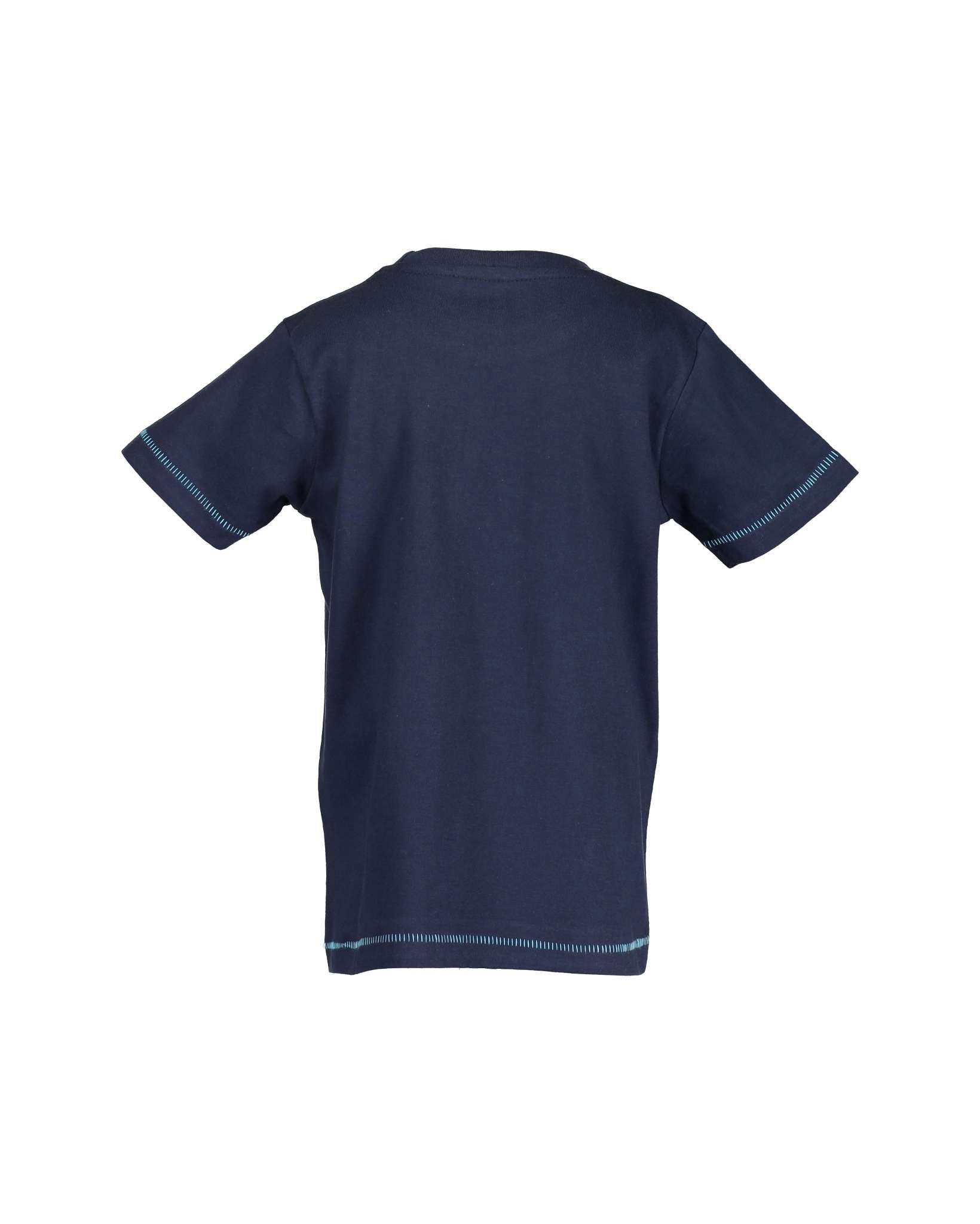 Seven mit T-Shirt Baumwolle, aus dunkelblau T-Shirt Hai-Print reiner Seven Blue Frontprint (1-tlg) in Blue Jungen
